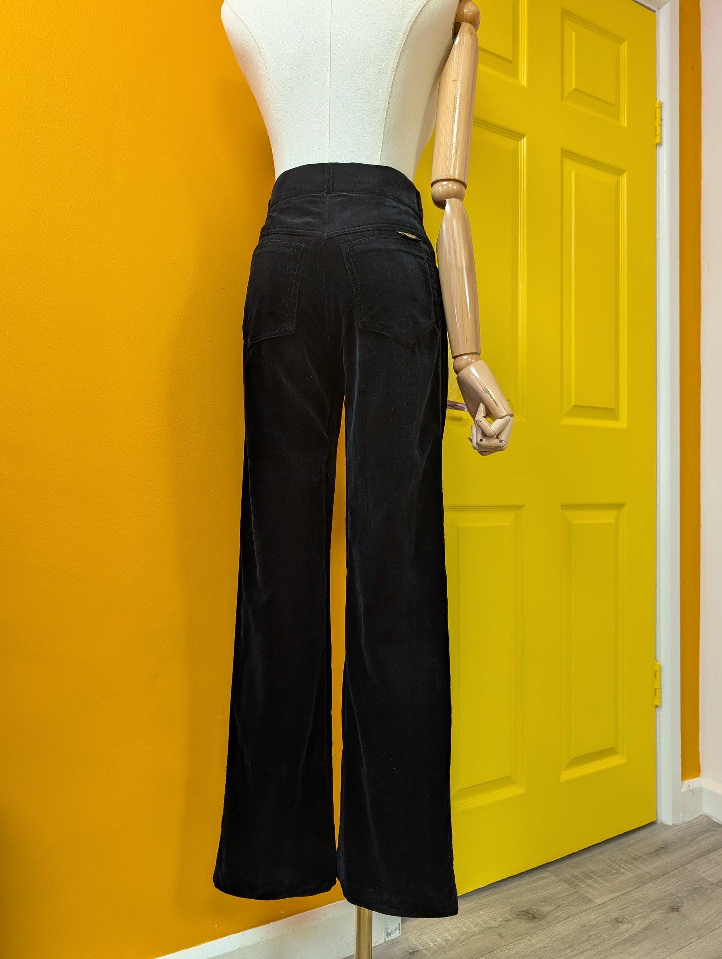 1970s Lee Bender at Bus Stop black velvet trousers - XS