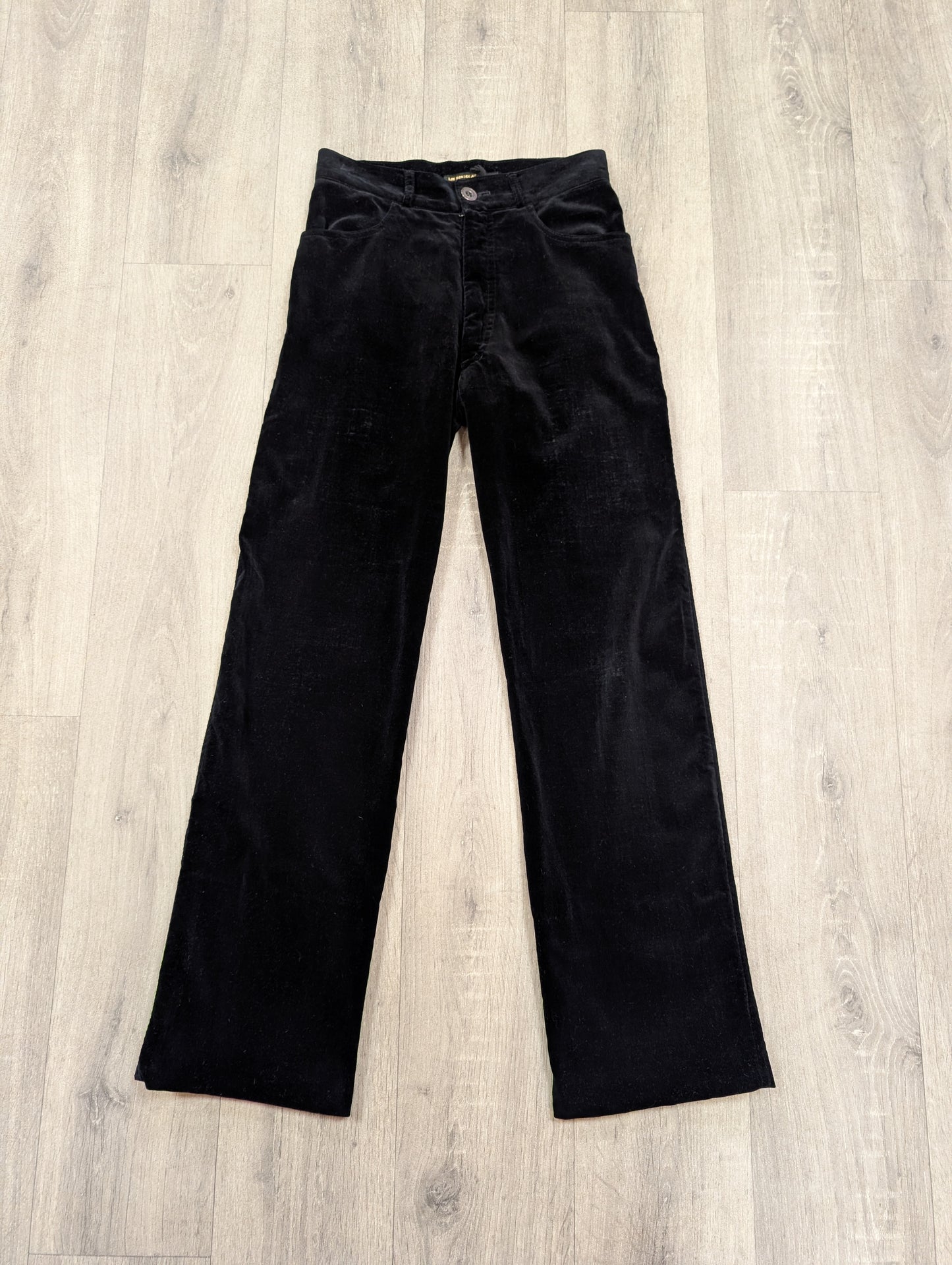 1970s Lee Bender at Bus Stop black velvet trousers - XS