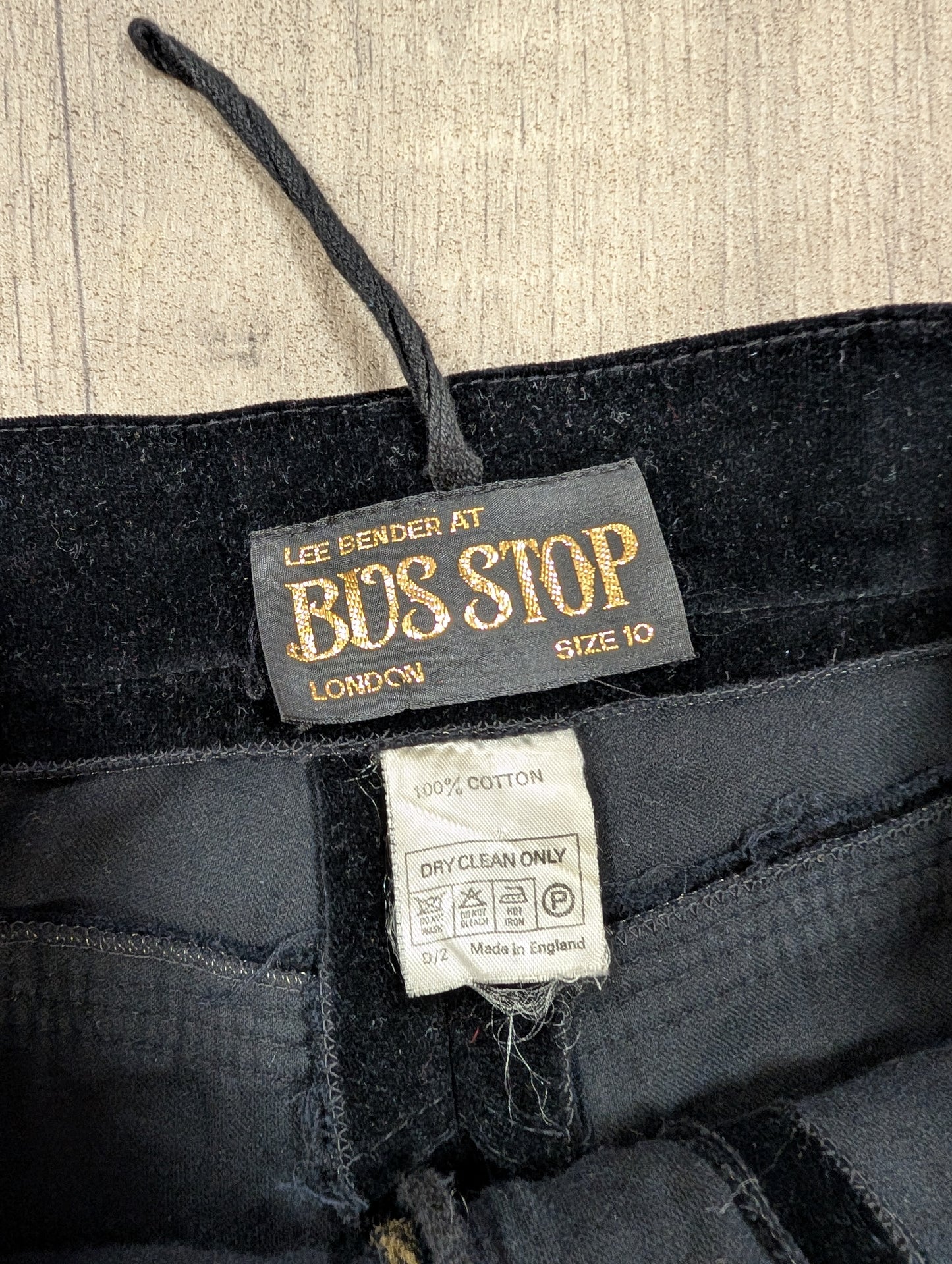 1970s Lee Bender at Bus Stop black velvet trousers - XS