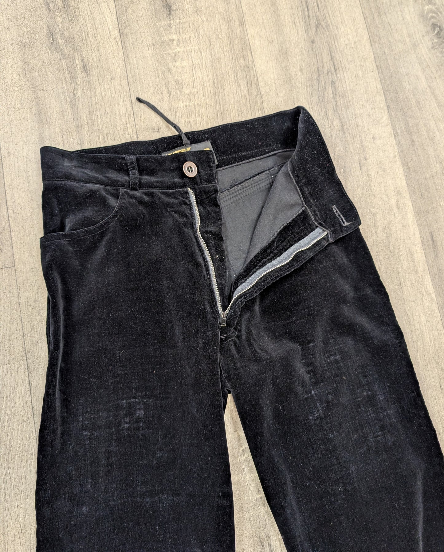 1970s Lee Bender at Bus Stop black velvet trousers - XS