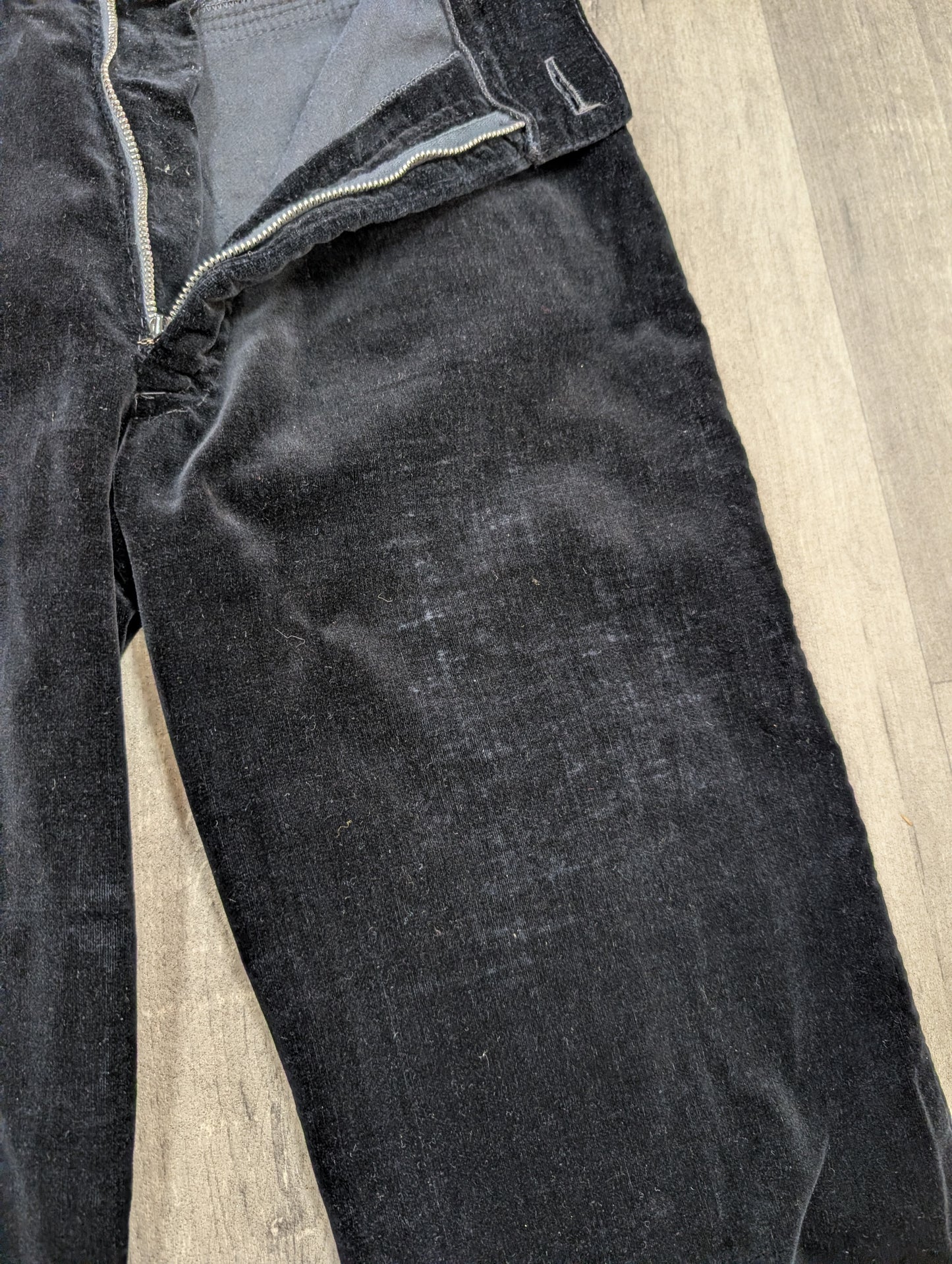 1970s Lee Bender at Bus Stop black velvet trousers - XS