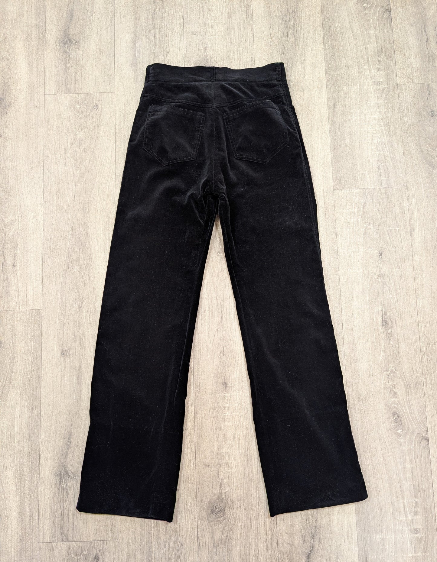 1970s Lee Bender at Bus Stop black velvet trousers - XS