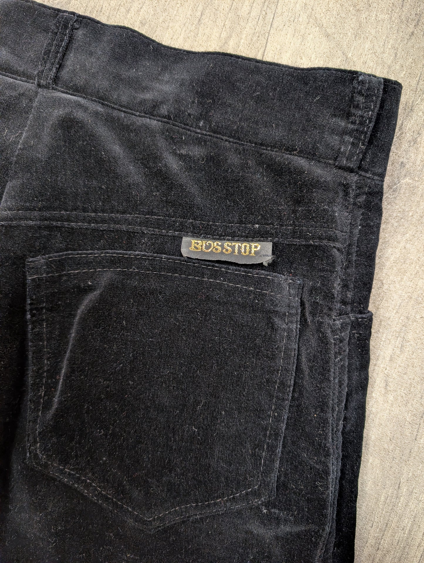 1970s Lee Bender at Bus Stop black velvet trousers - XS