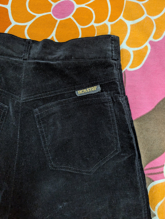 1970s Lee Bender at Bus Stop black velvet trousers - XS