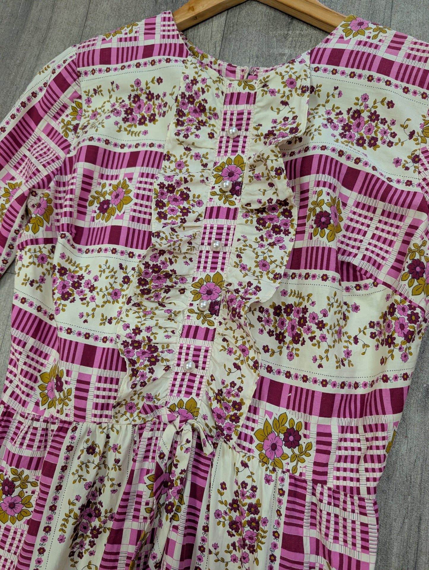 1970s floral cotton dress - S/10