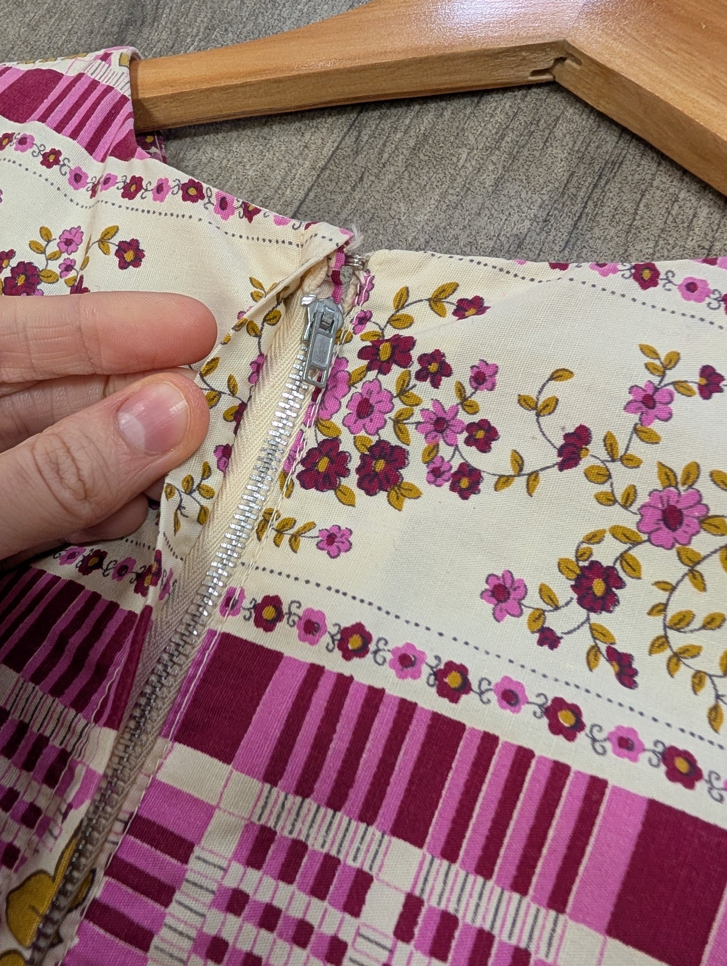 1970s floral cotton dress - S/10