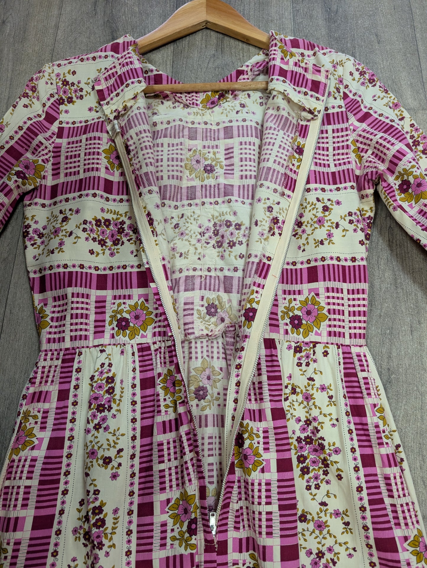 1970s floral cotton dress - S/10