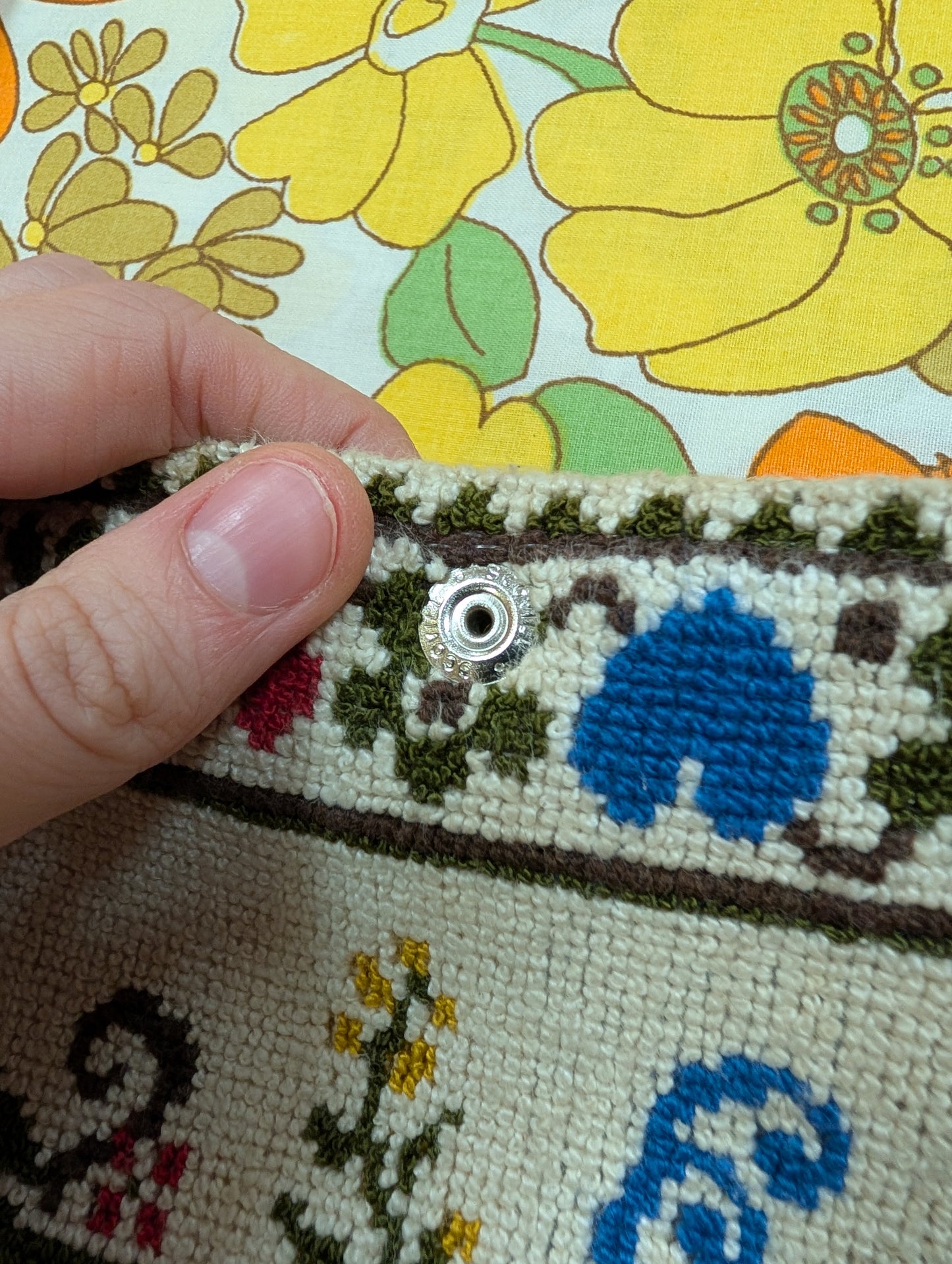 Wool tapestry needlepoint folk art souvenir bag