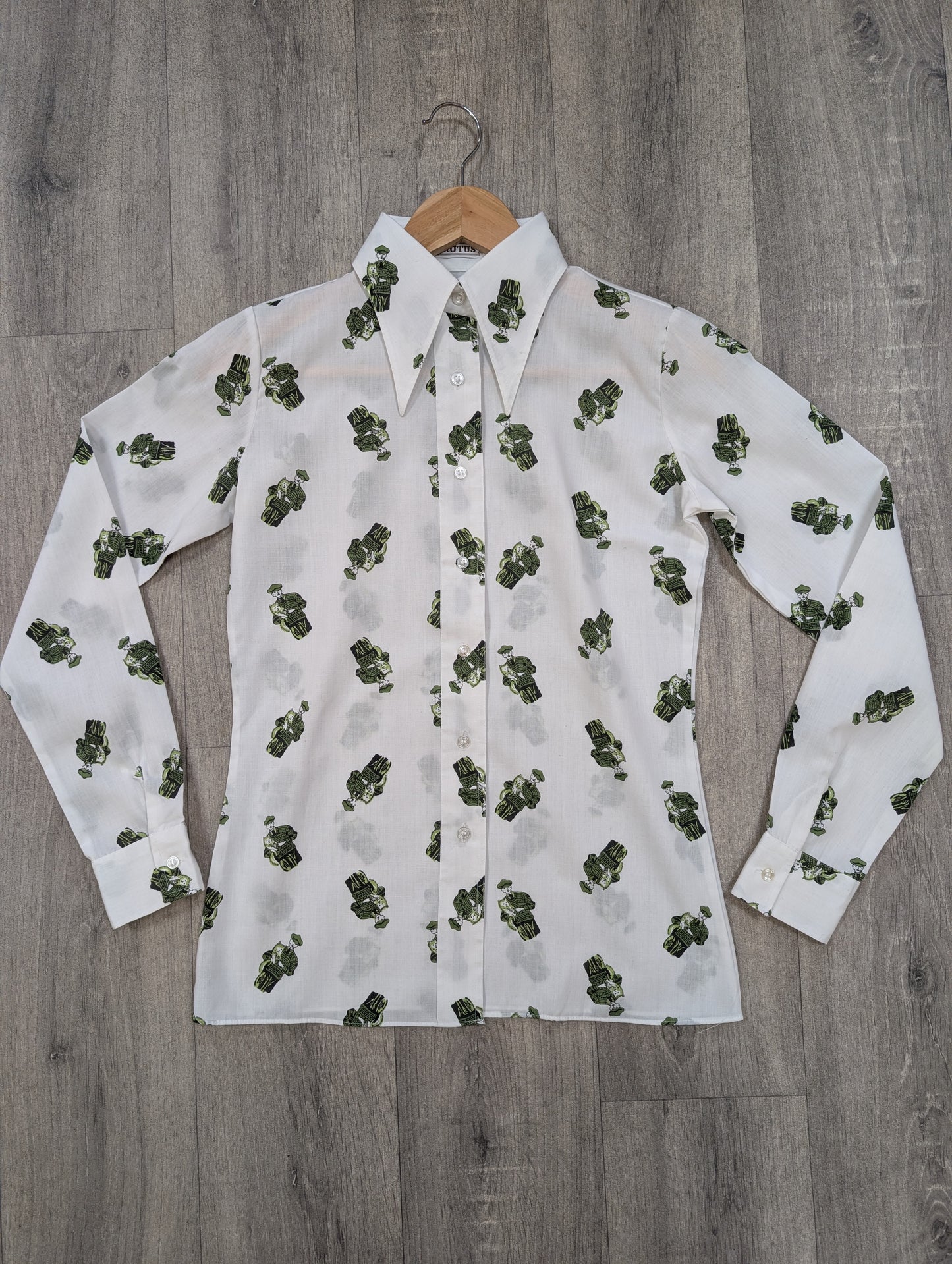 1970s Brutus novelty print dagger collar shirt - XS/S