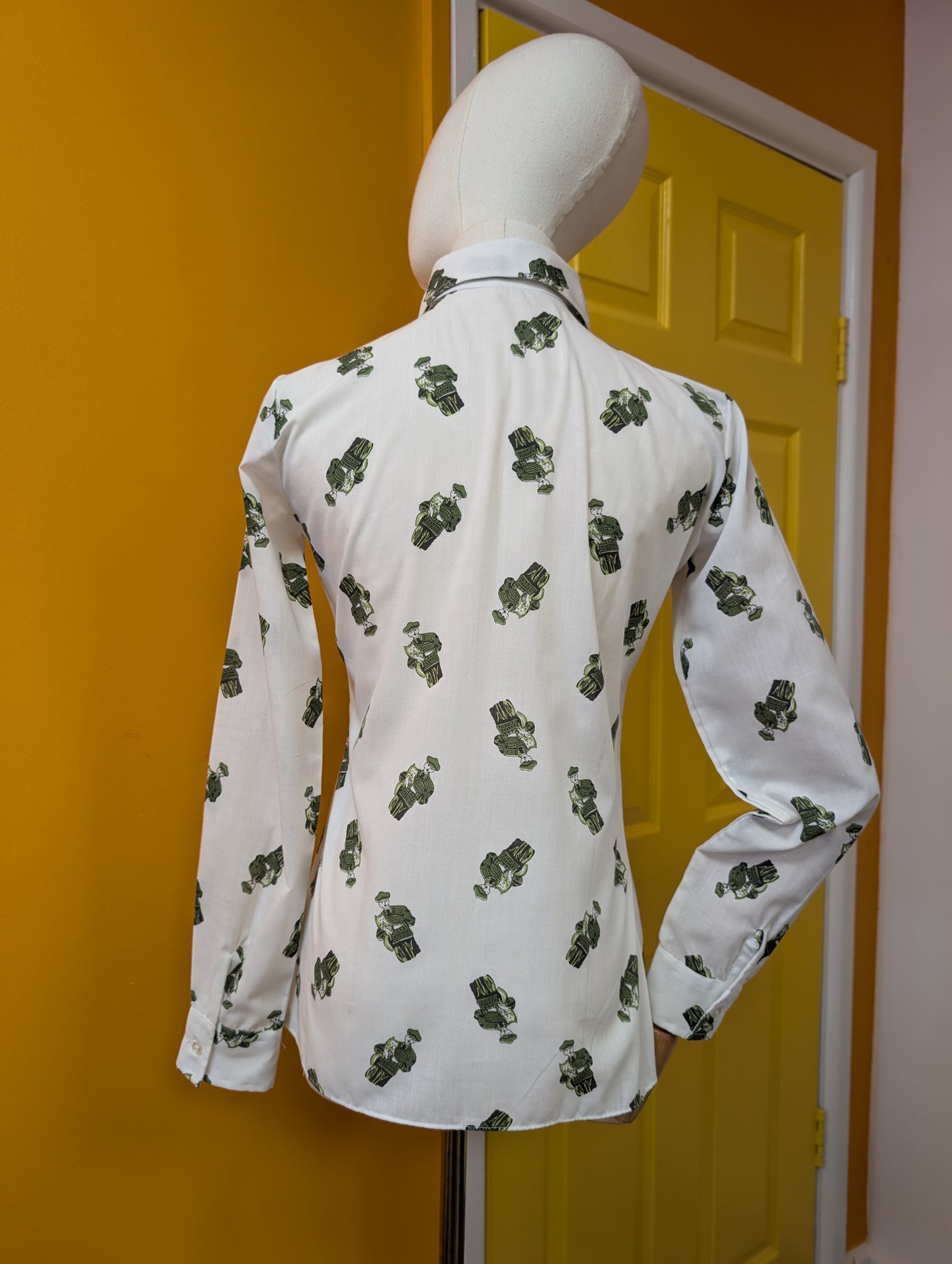 1970s Brutus novelty print dagger collar shirt - XS/S