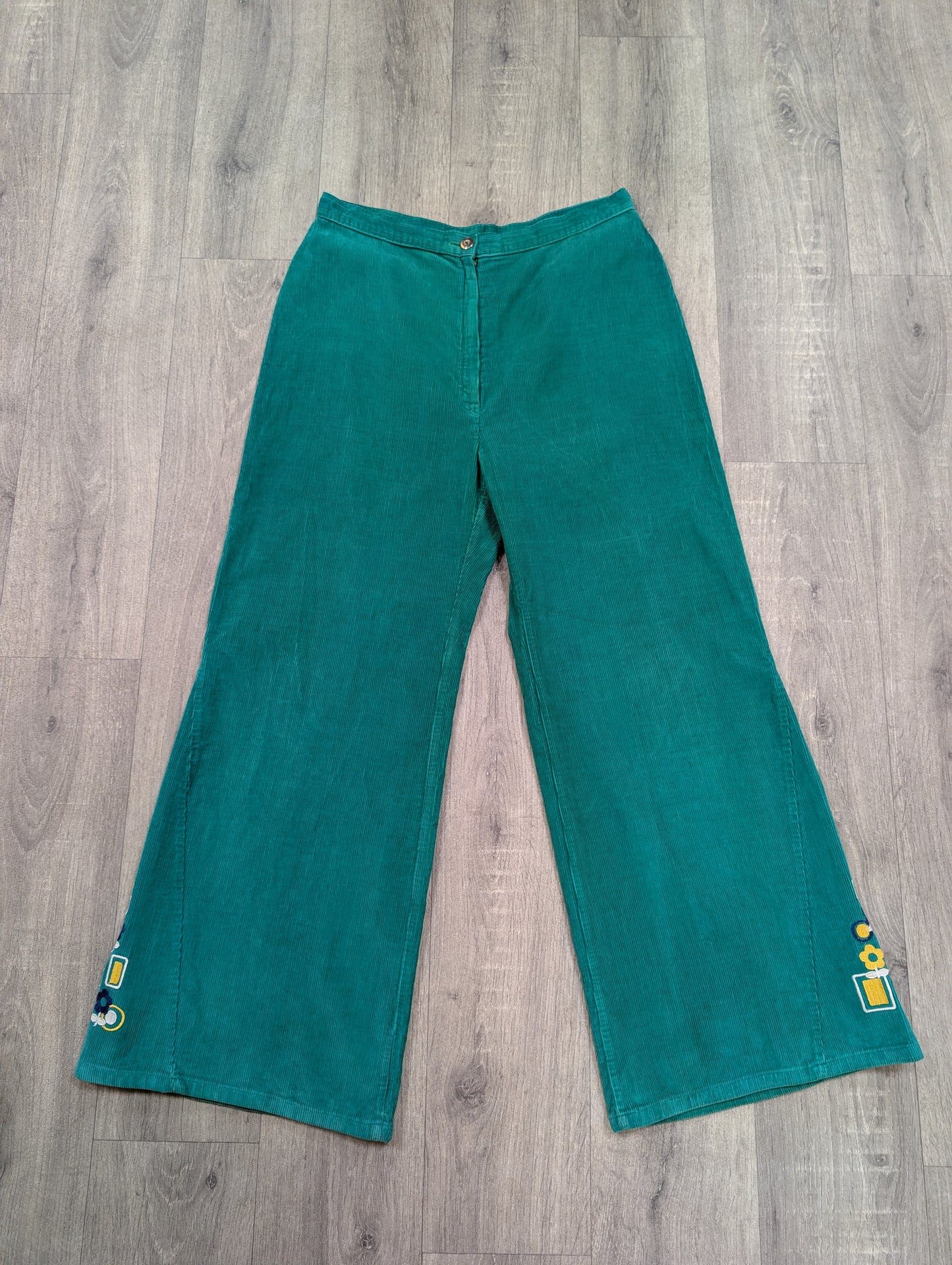 1970s St Michael green corduroy trousers - 32" waist