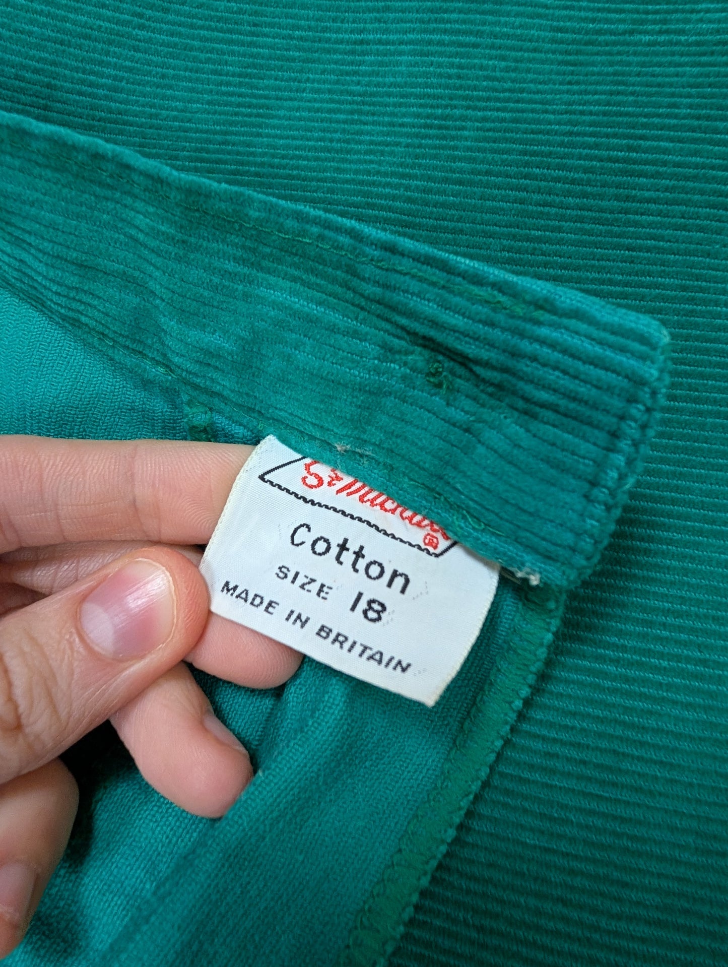 1970s St Michael green corduroy trousers - 32" waist