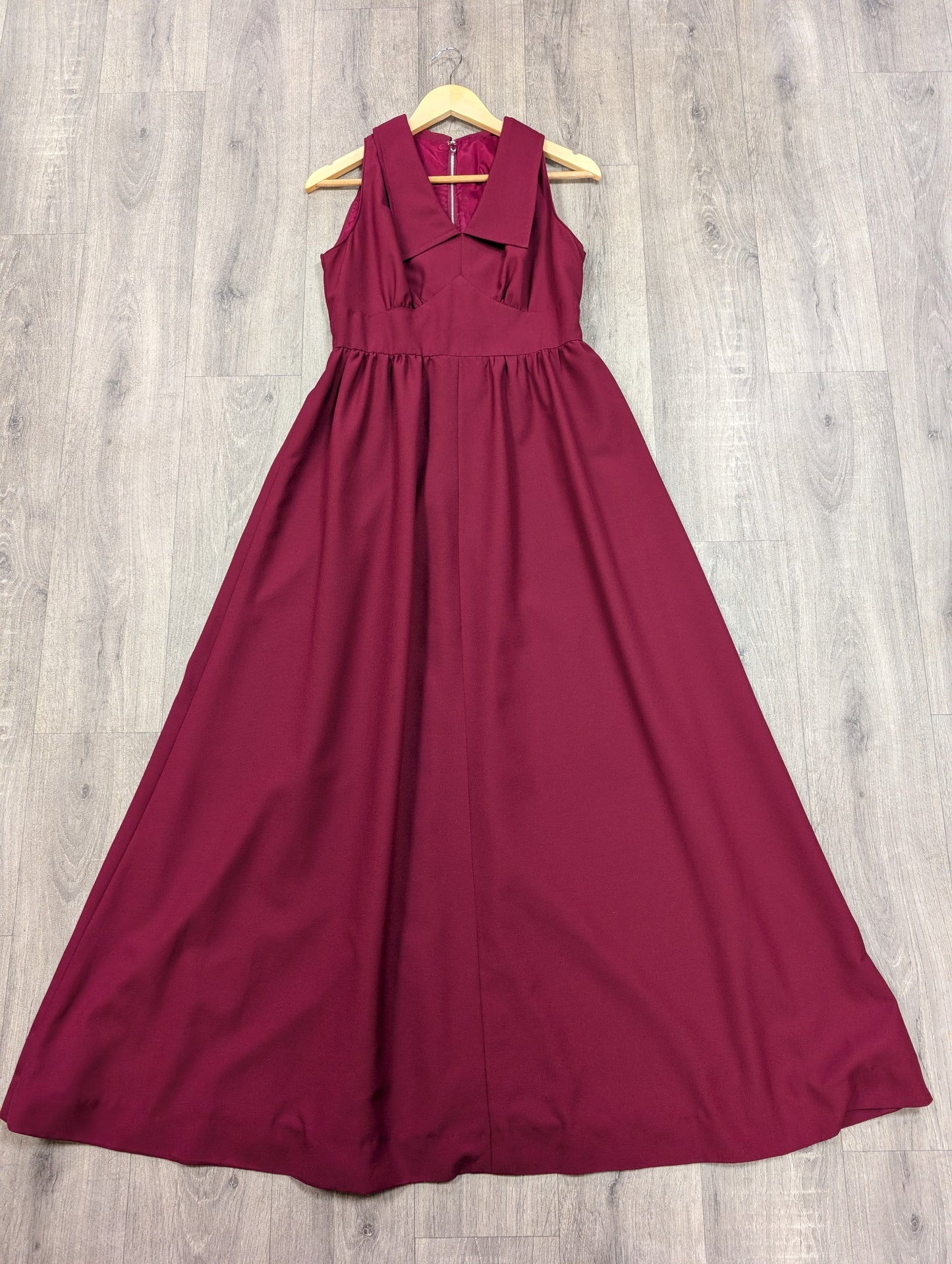 1970s burgundy maxi dress - S/M/10/12