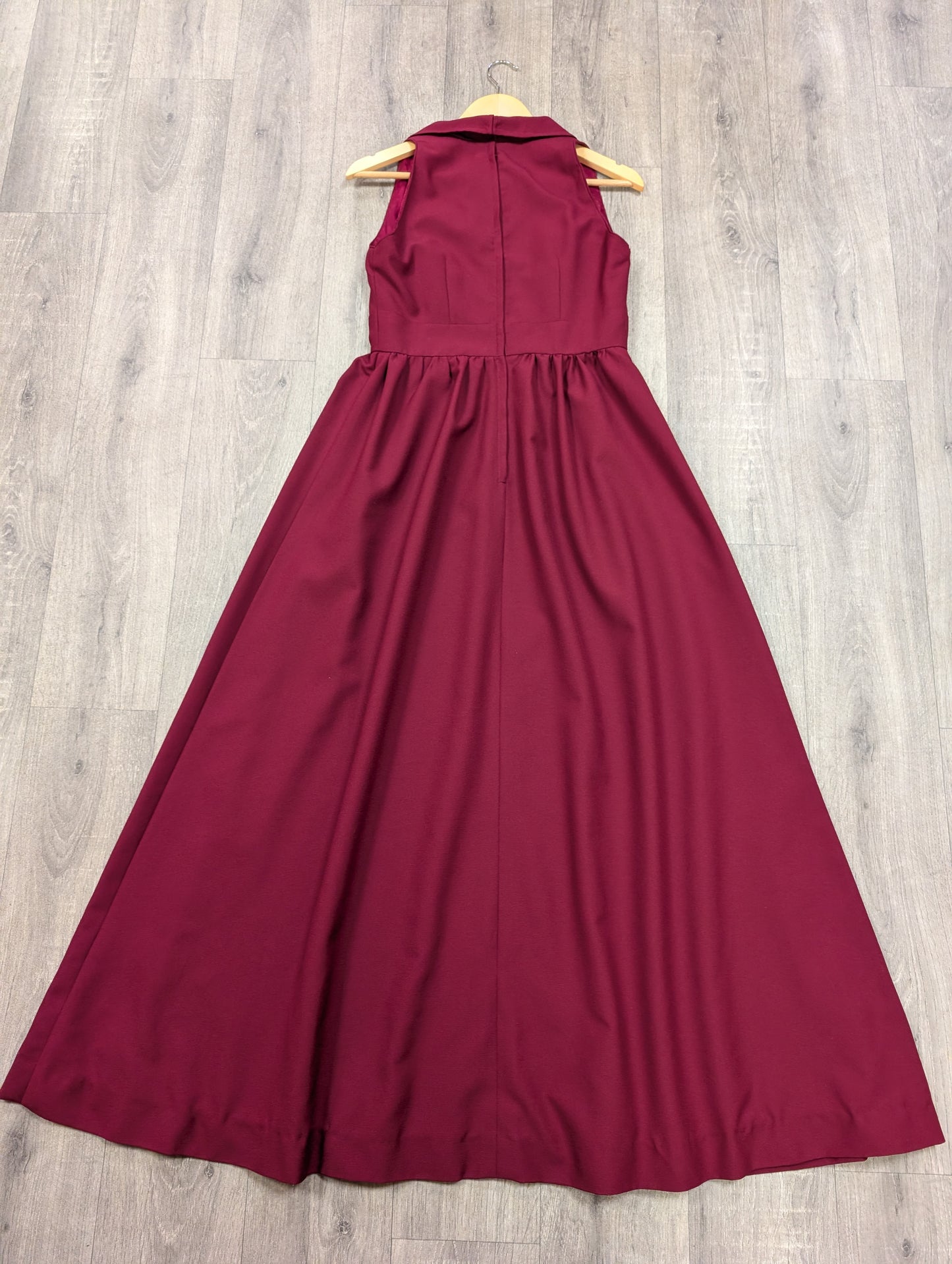 1970s burgundy maxi dress - S/M/10/12