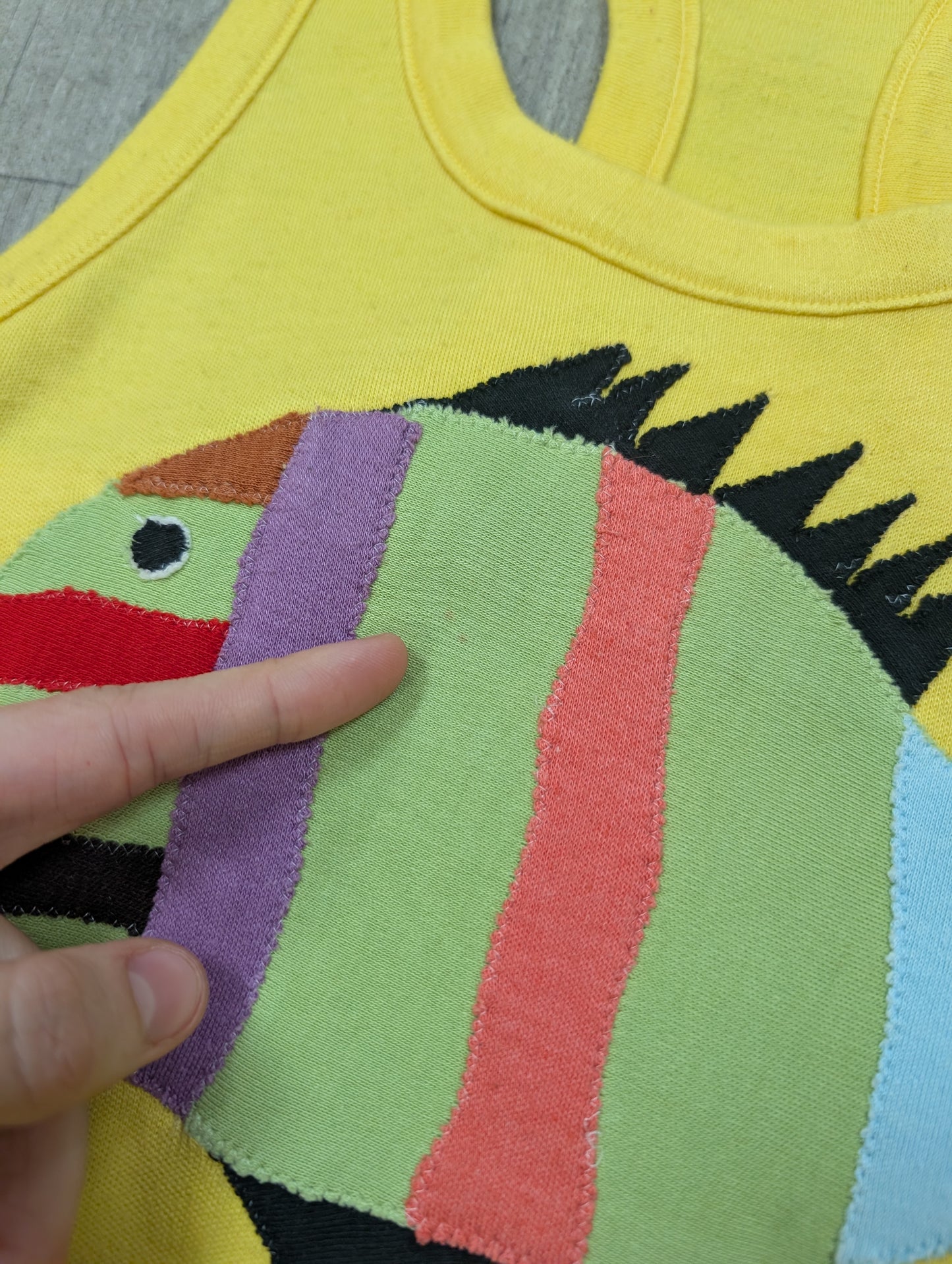 1970s appliqué fish vest top - XS