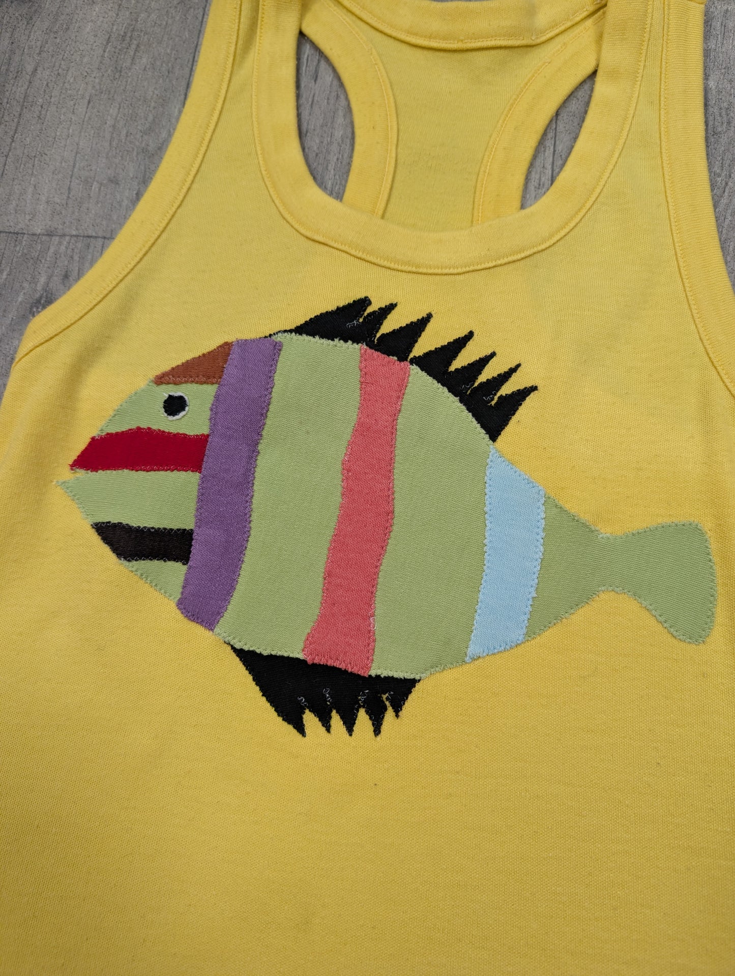 1970s appliqué fish vest top - XS