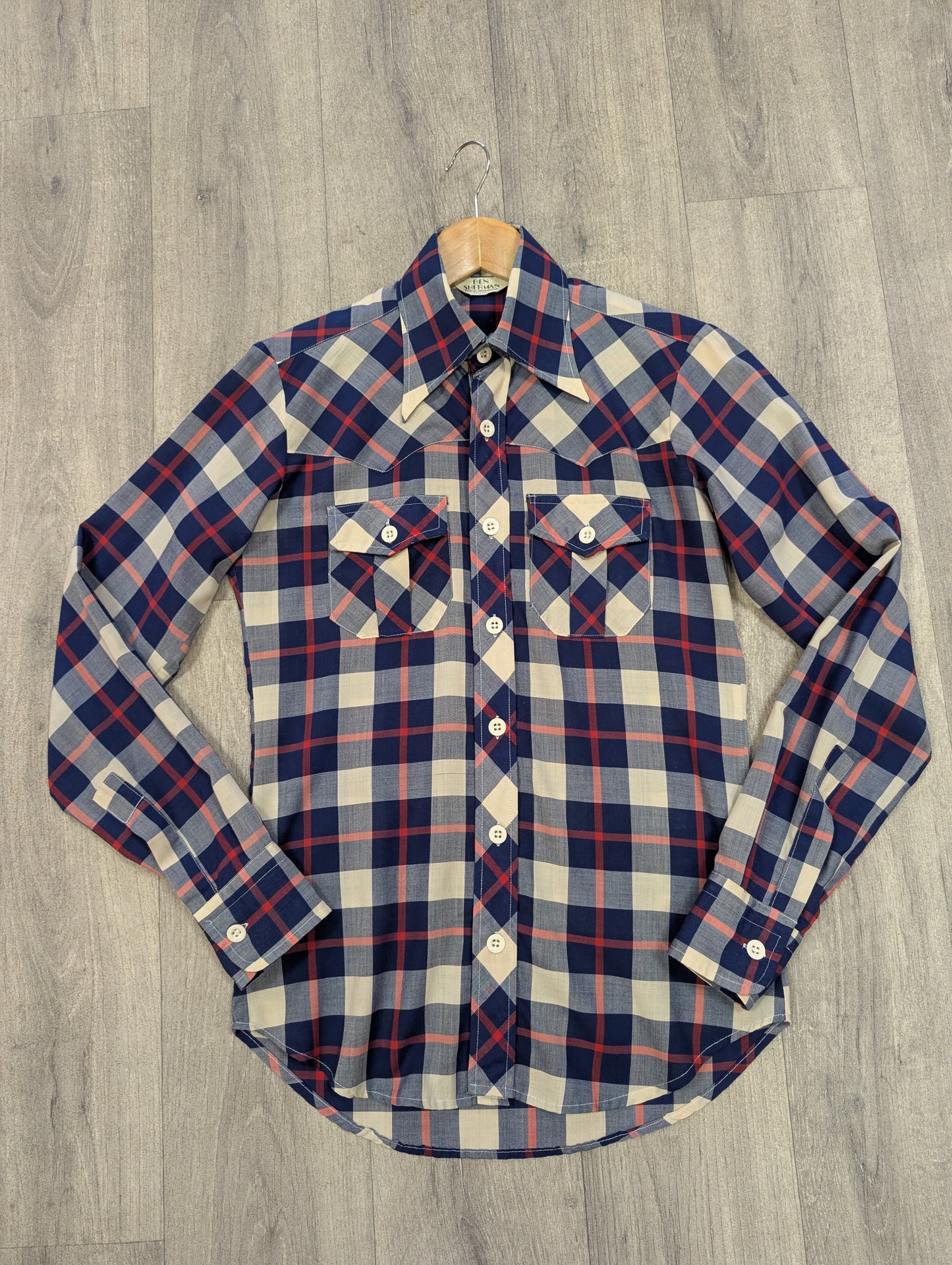1970s Ben Sherman check dagger collar shirt