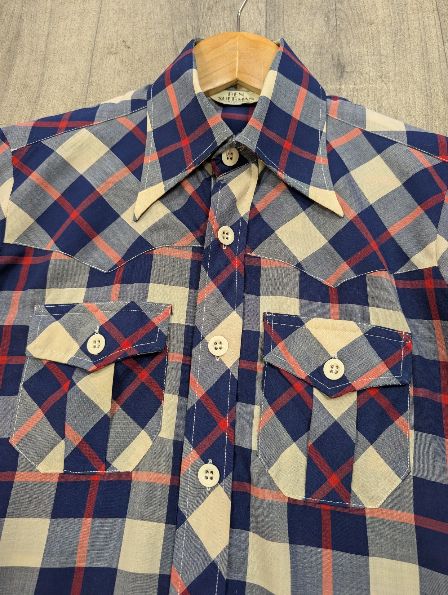 1970s Ben Sherman check dagger collar shirt
