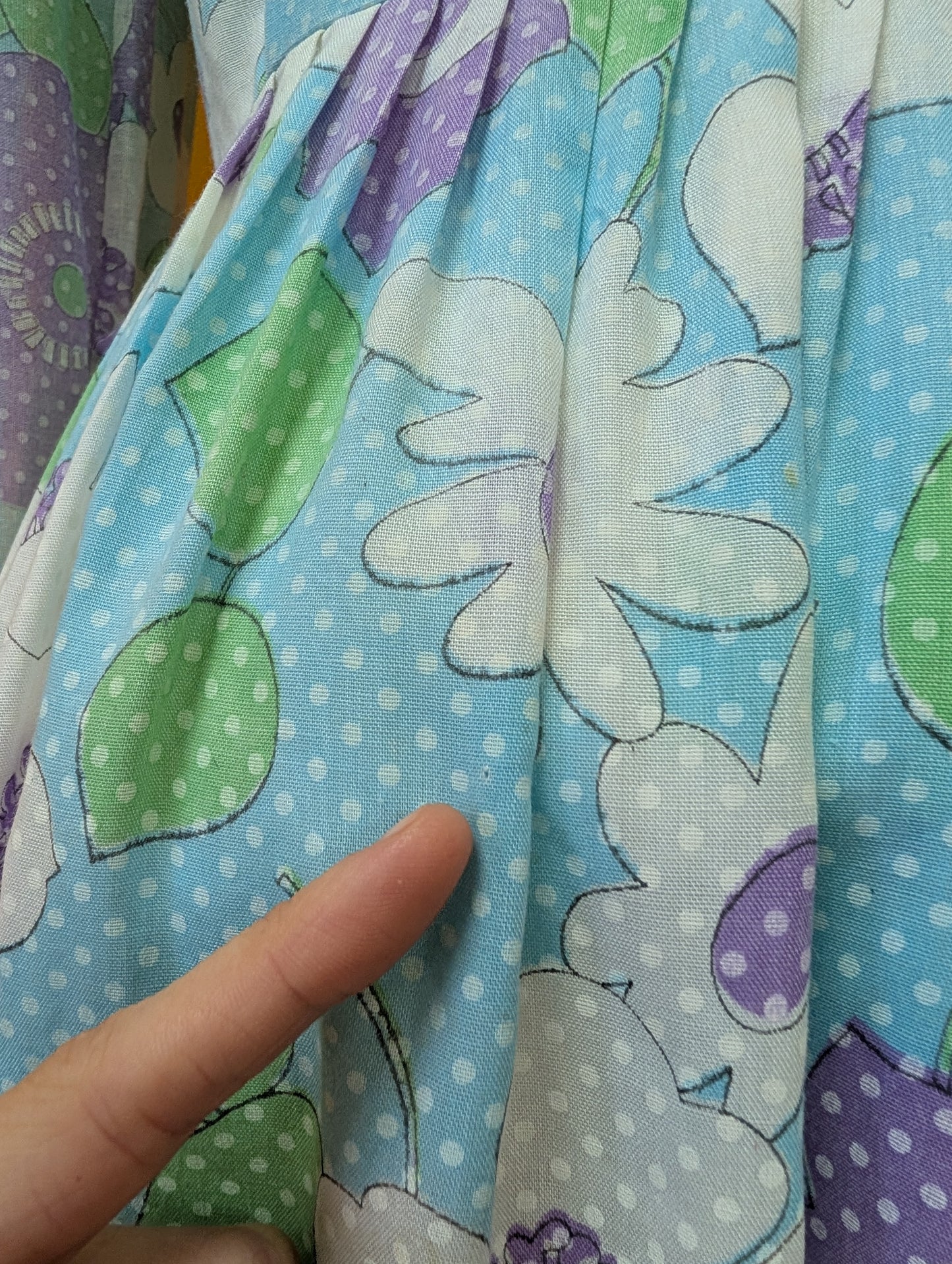 1970s floral balloon sleeve mini dress - S/8