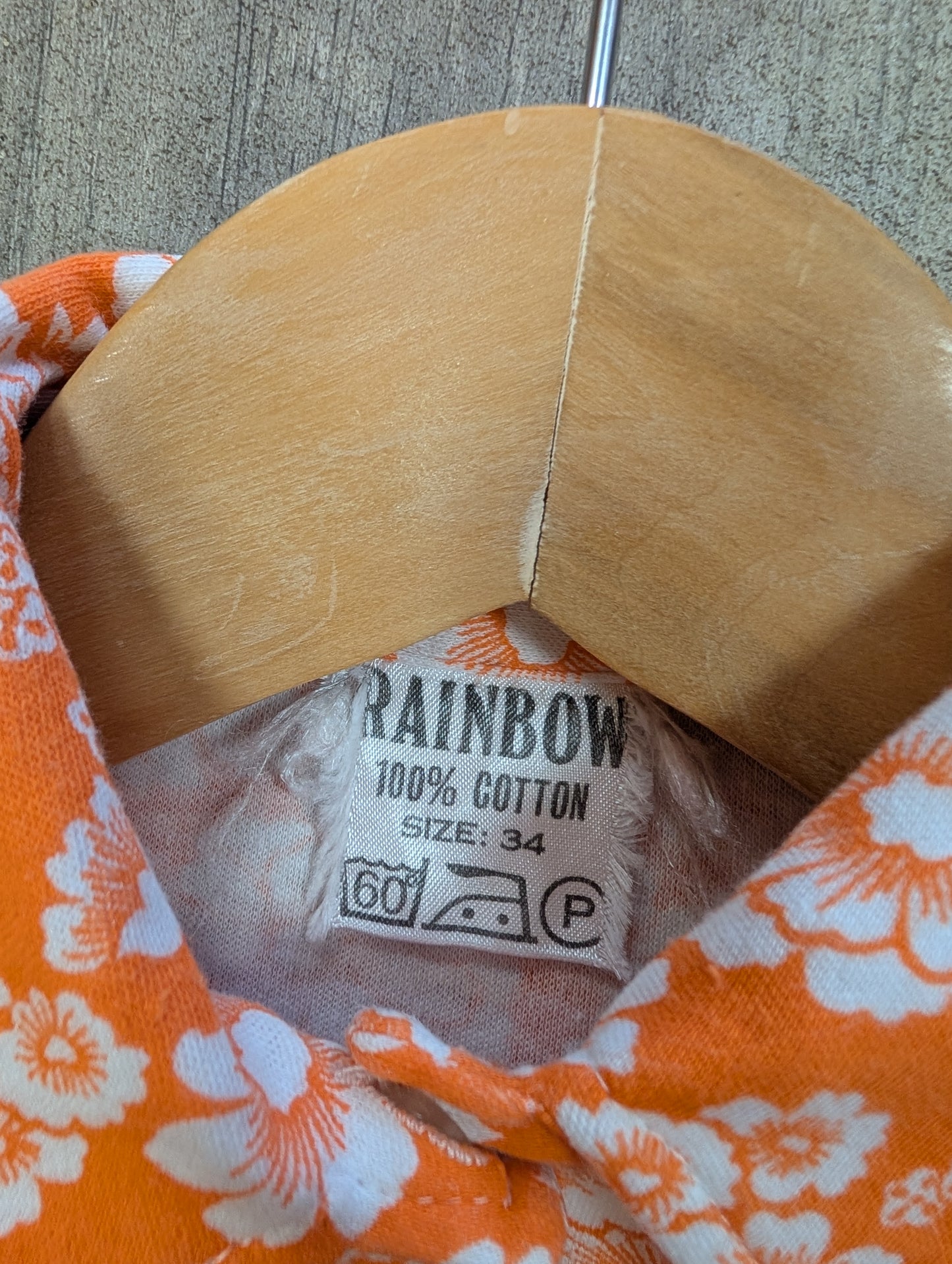 1970s orange floral cotton shirt - XS/S