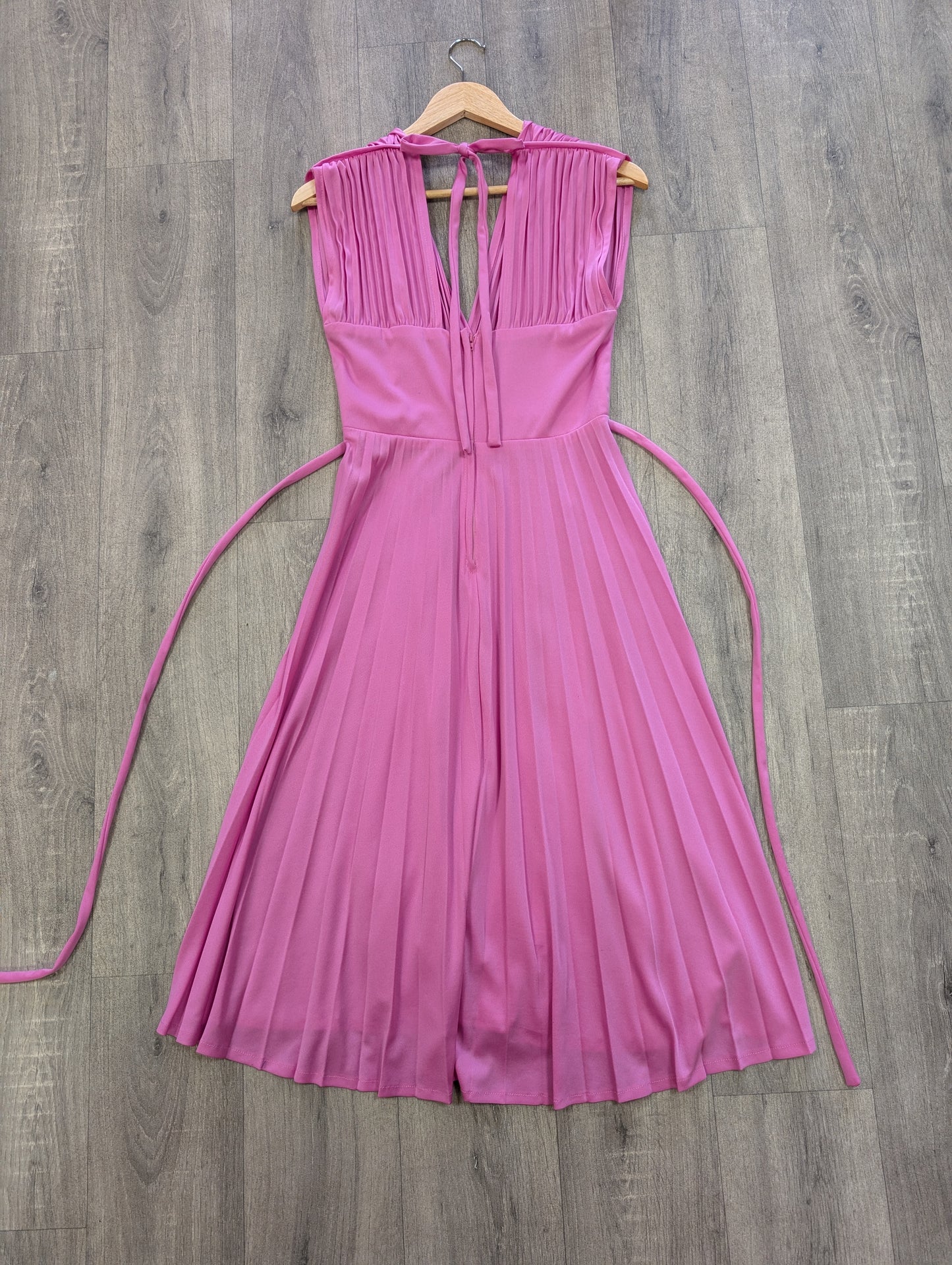 1970s pink pleated dress - S/8/10