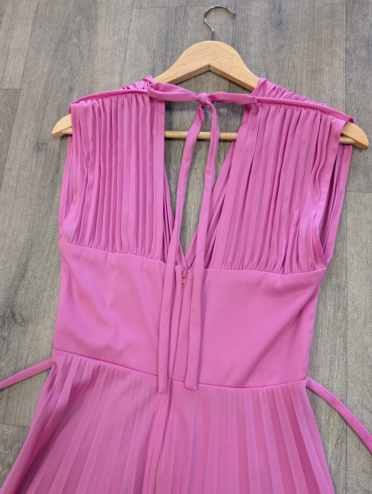 1970s pink pleated dress - S/8/10