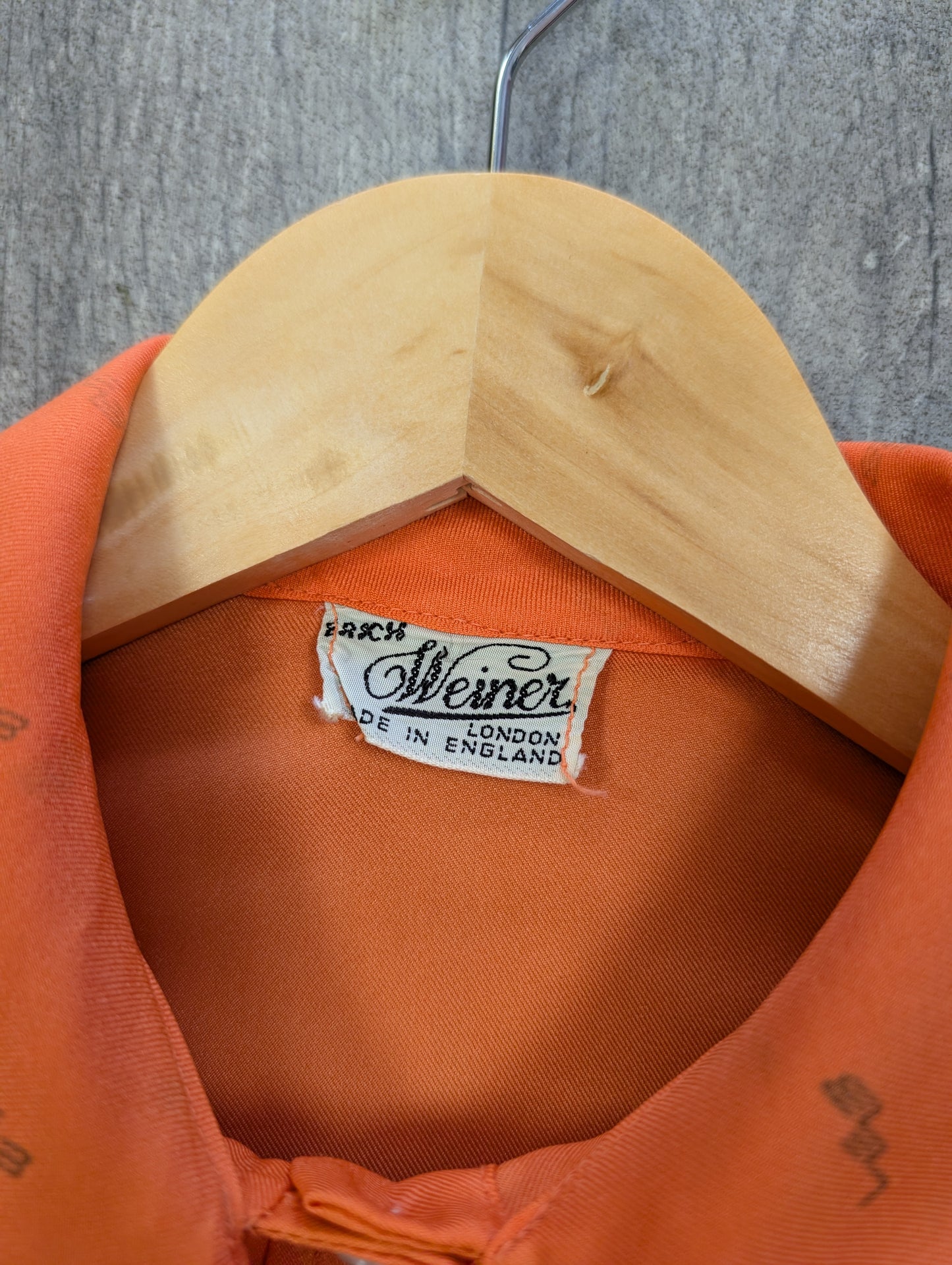 1970s orange balloon sleeve pussy bow collar blouse - L