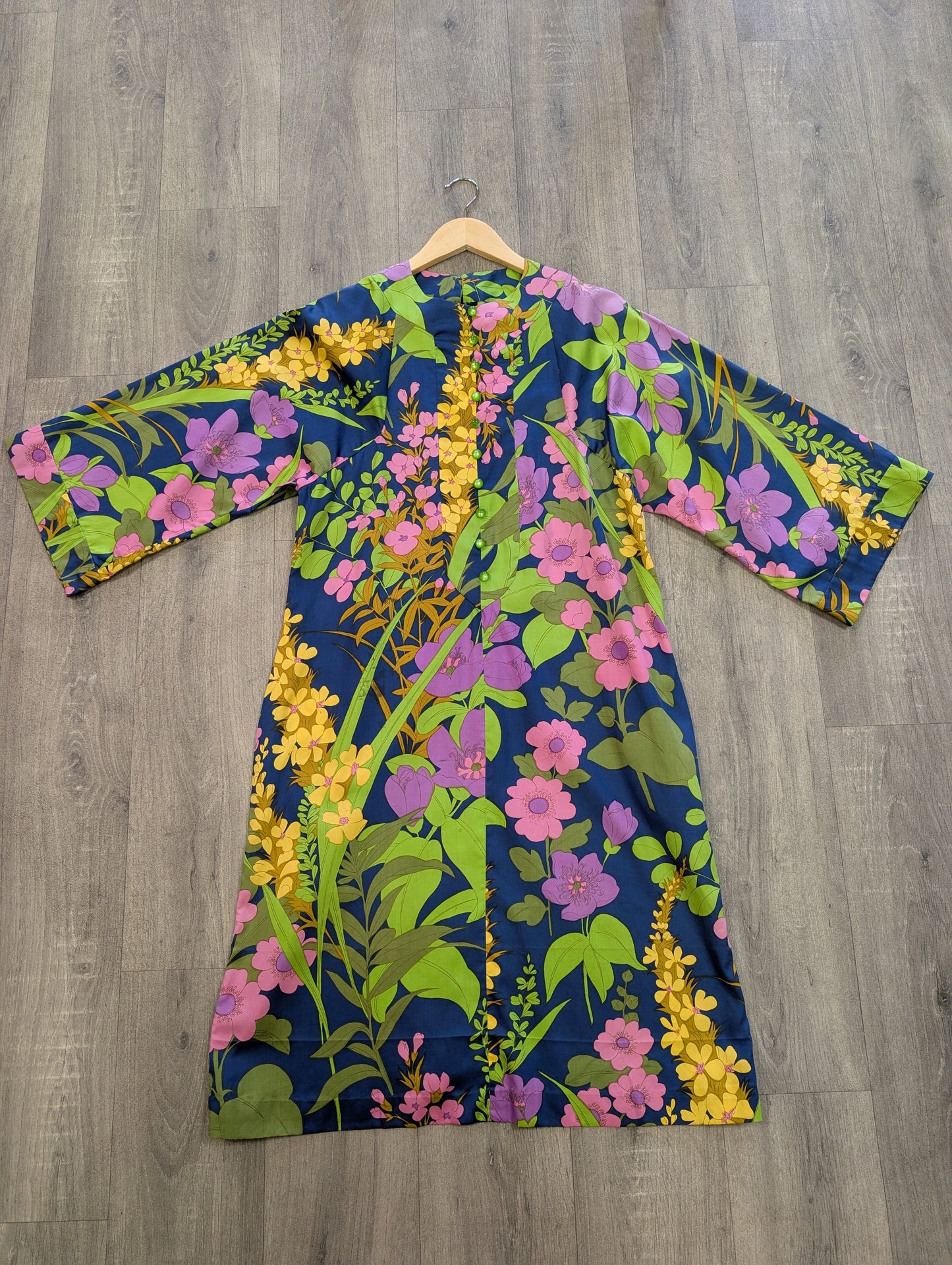 60s/70s floral cotton dress - M