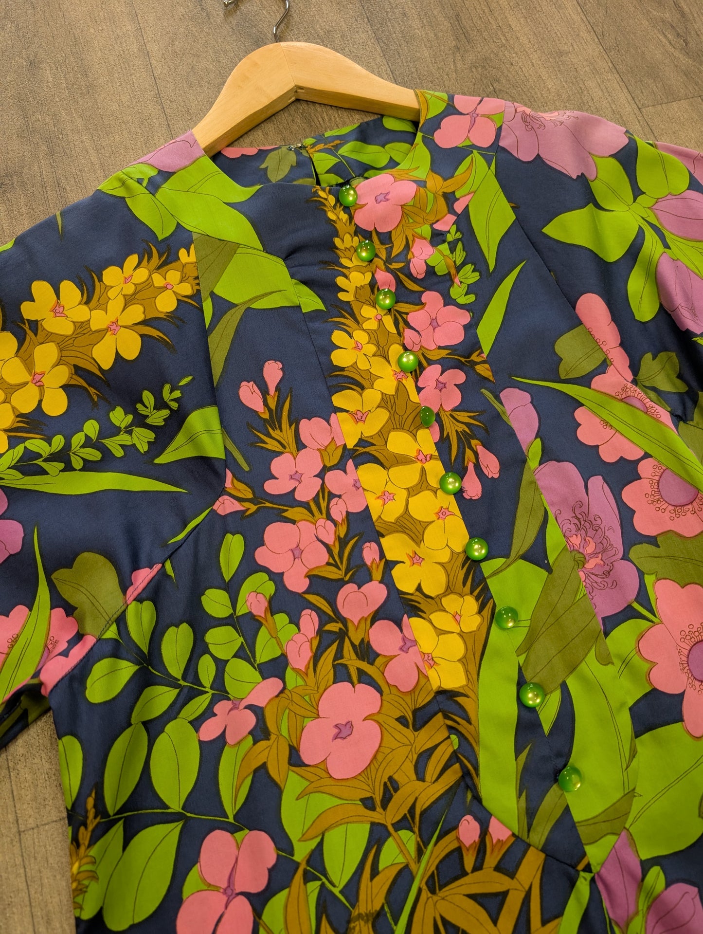 60s/70s floral cotton dress - M