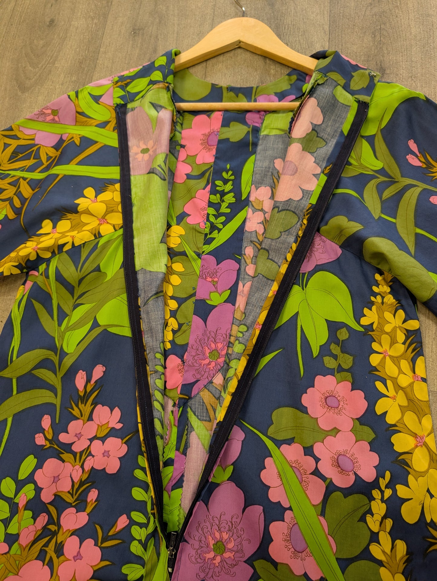 60s/70s floral cotton dress - M