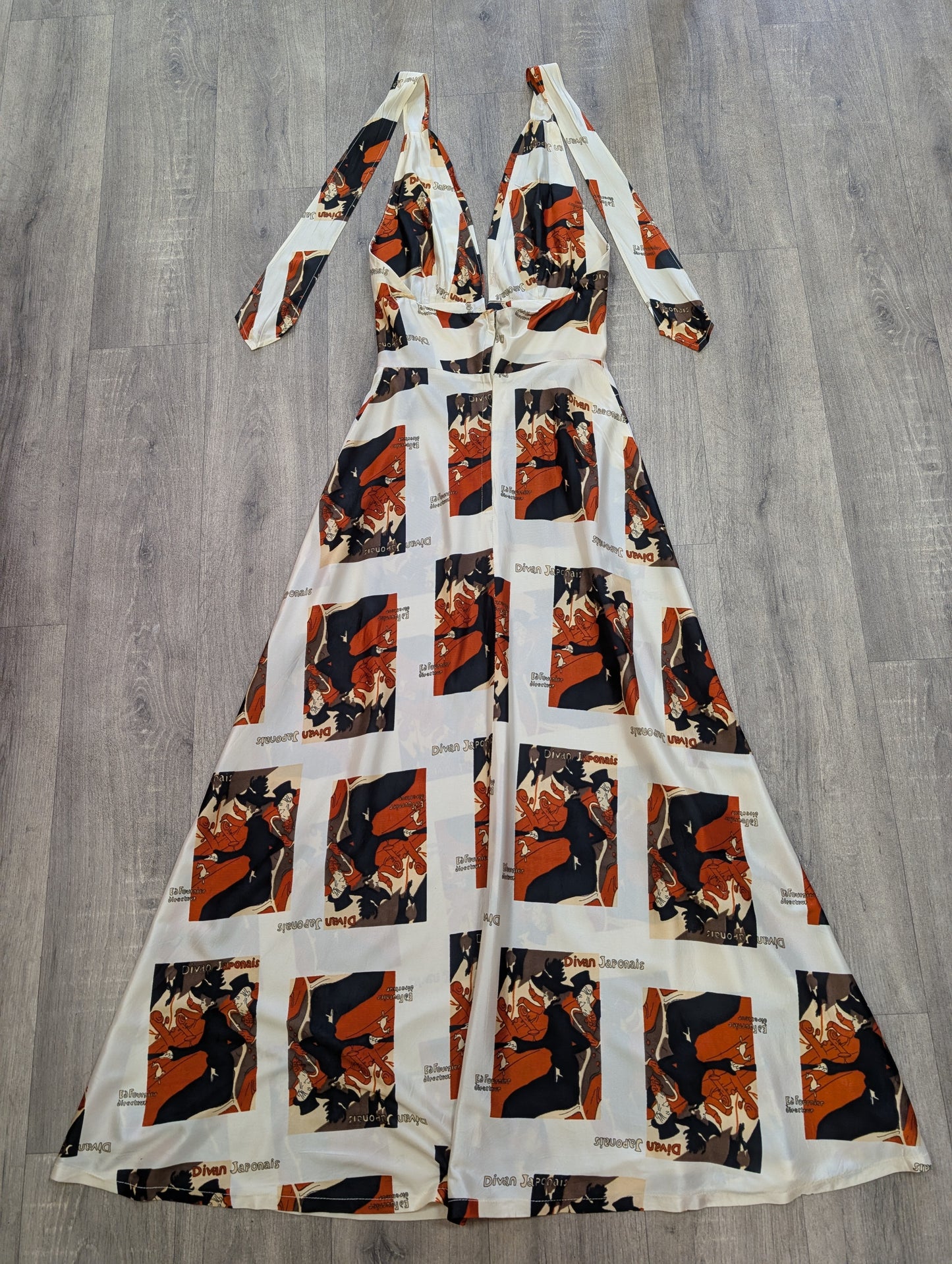 1970s Toulouse Lautrec print maxi dress - S/8