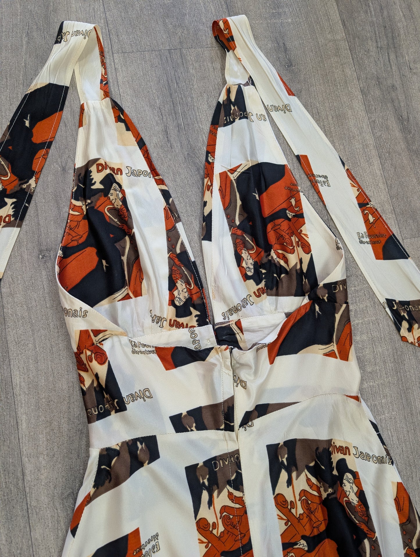 1970s Toulouse Lautrec print maxi dress - S/8