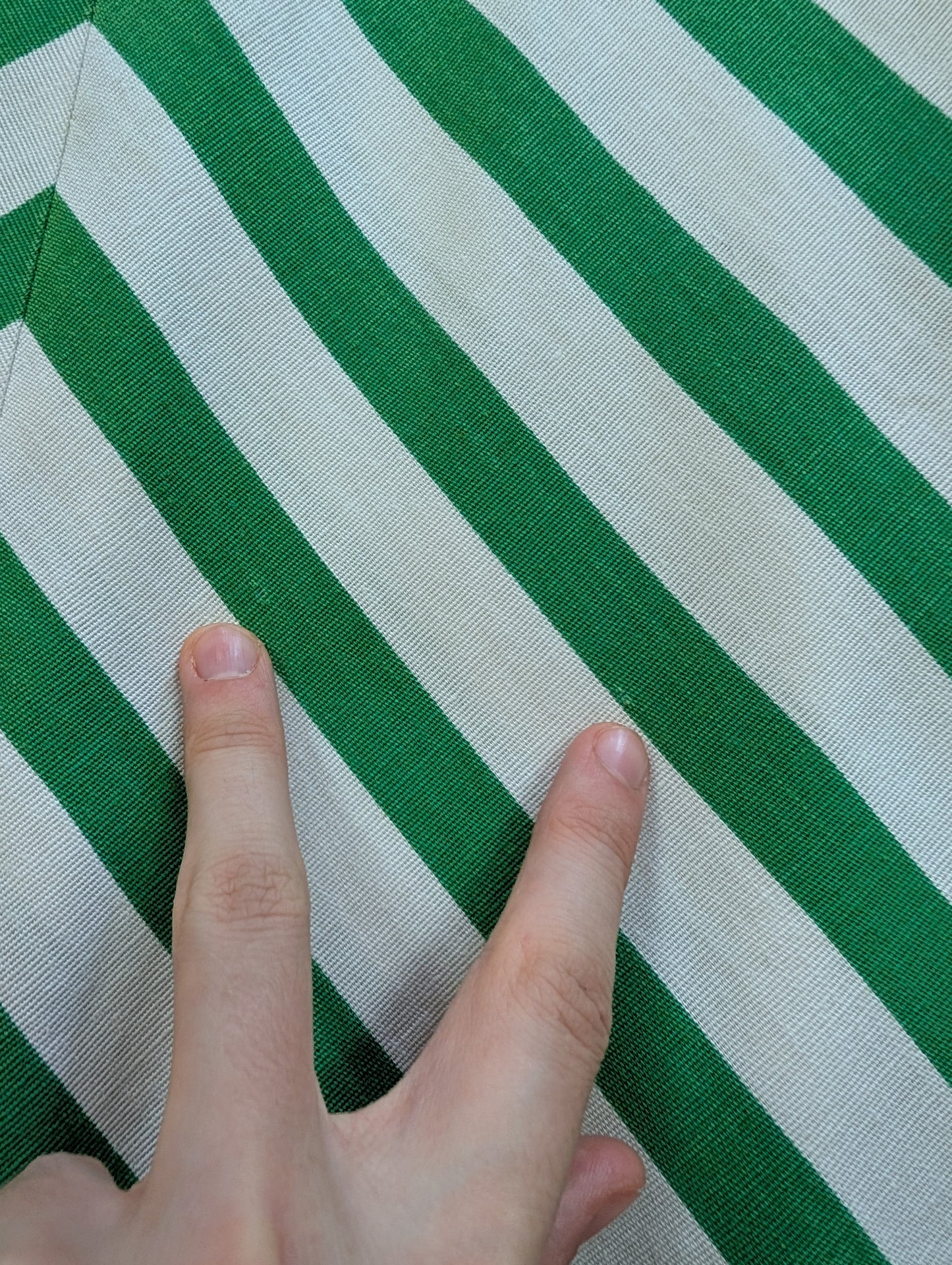 1970s St Michael green & white striped cotton dress - S/8