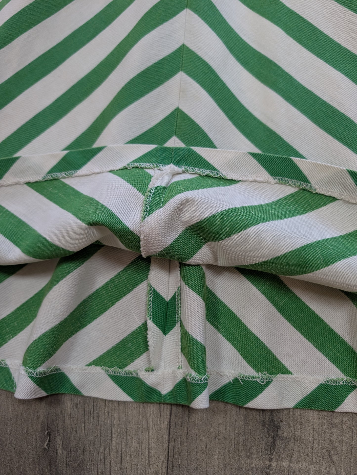 1970s St Michael green & white striped cotton dress - S/8