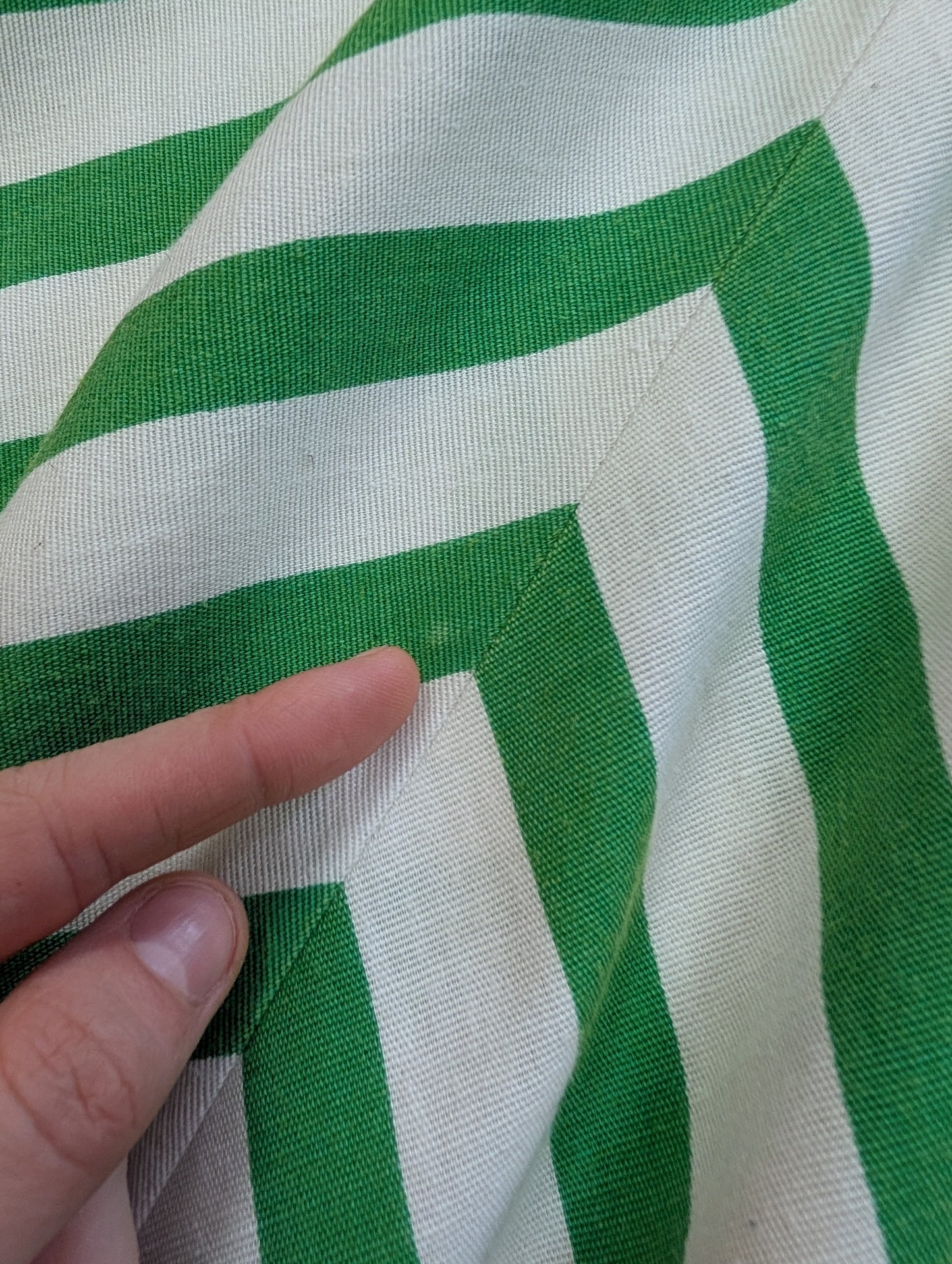1970s St Michael green & white striped cotton dress - S/8