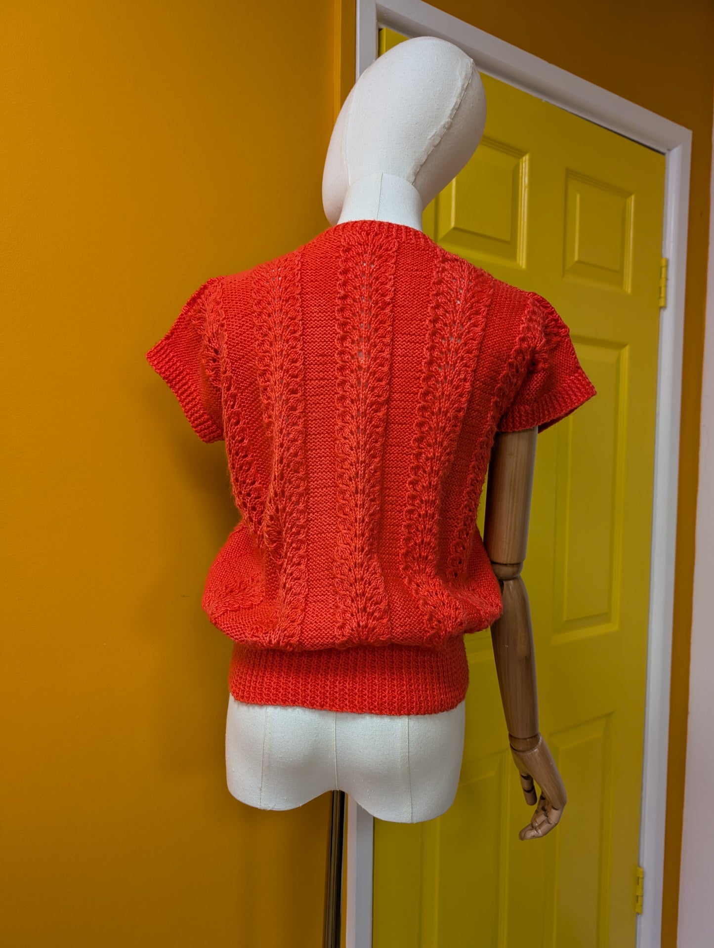 Hand knitted coral cardigan - XS