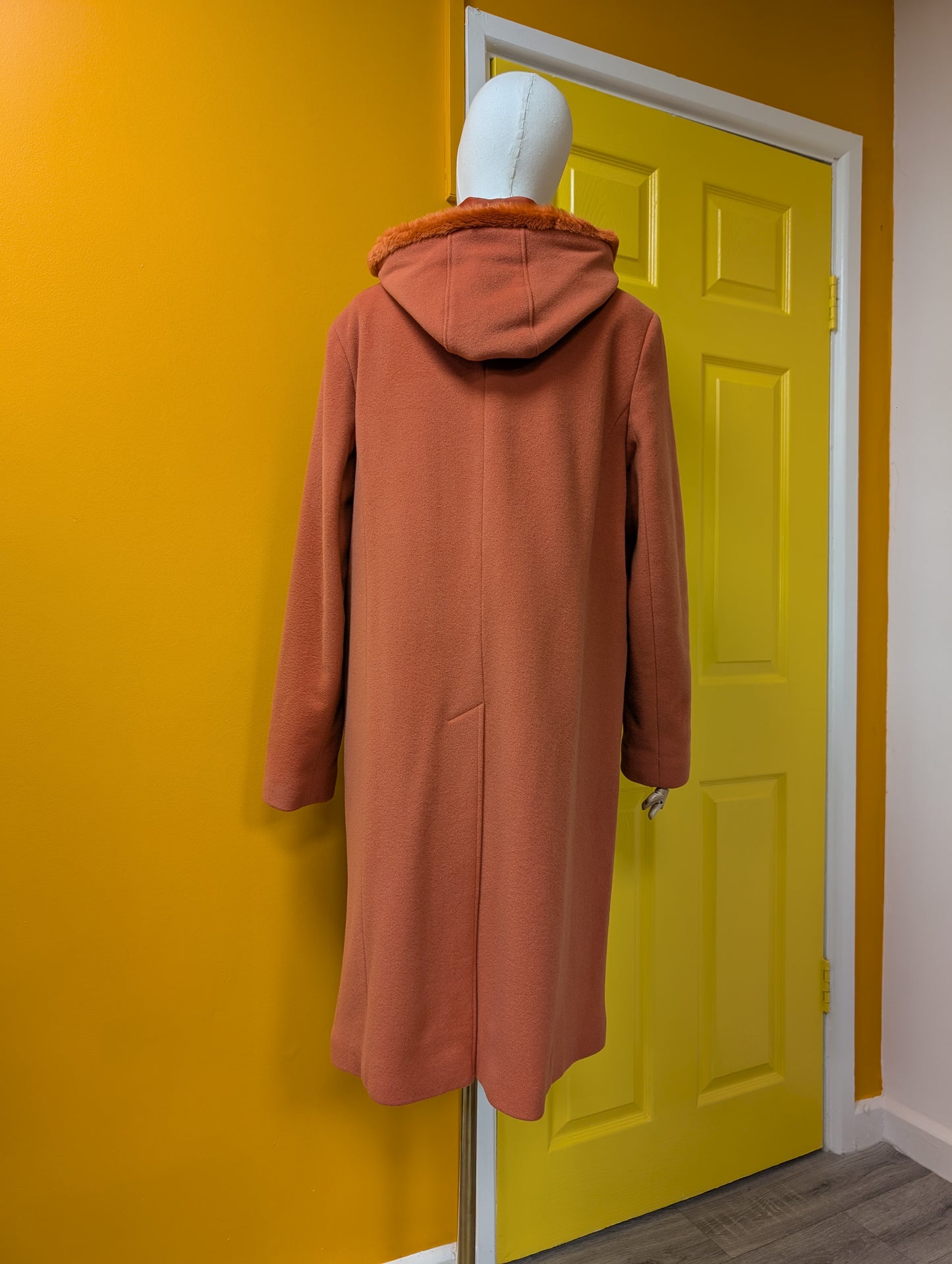1990s Etam wool and cashmere blend hooded coat - M