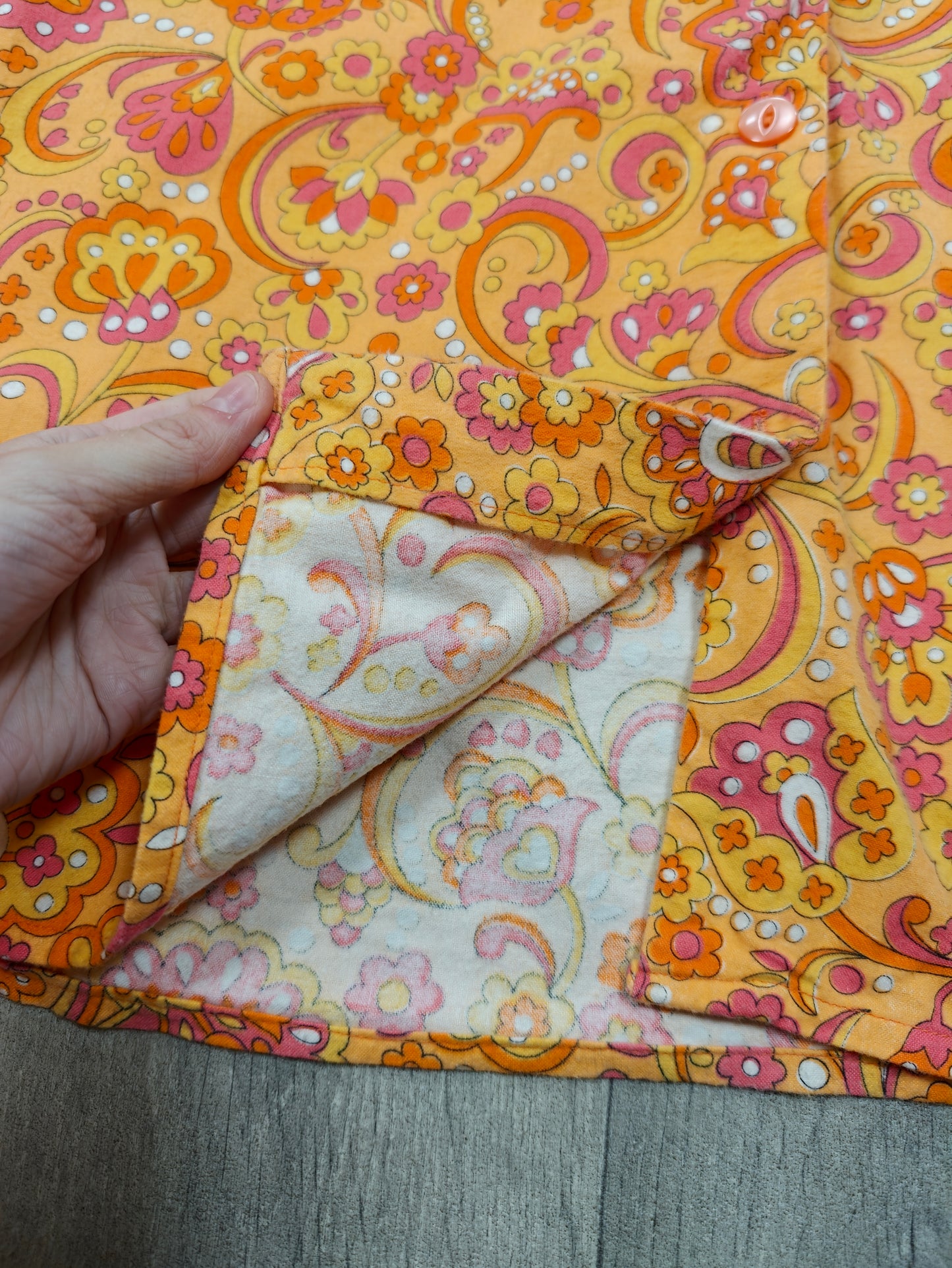 1960s psychedelic orange brushed cotton pyjamas - S