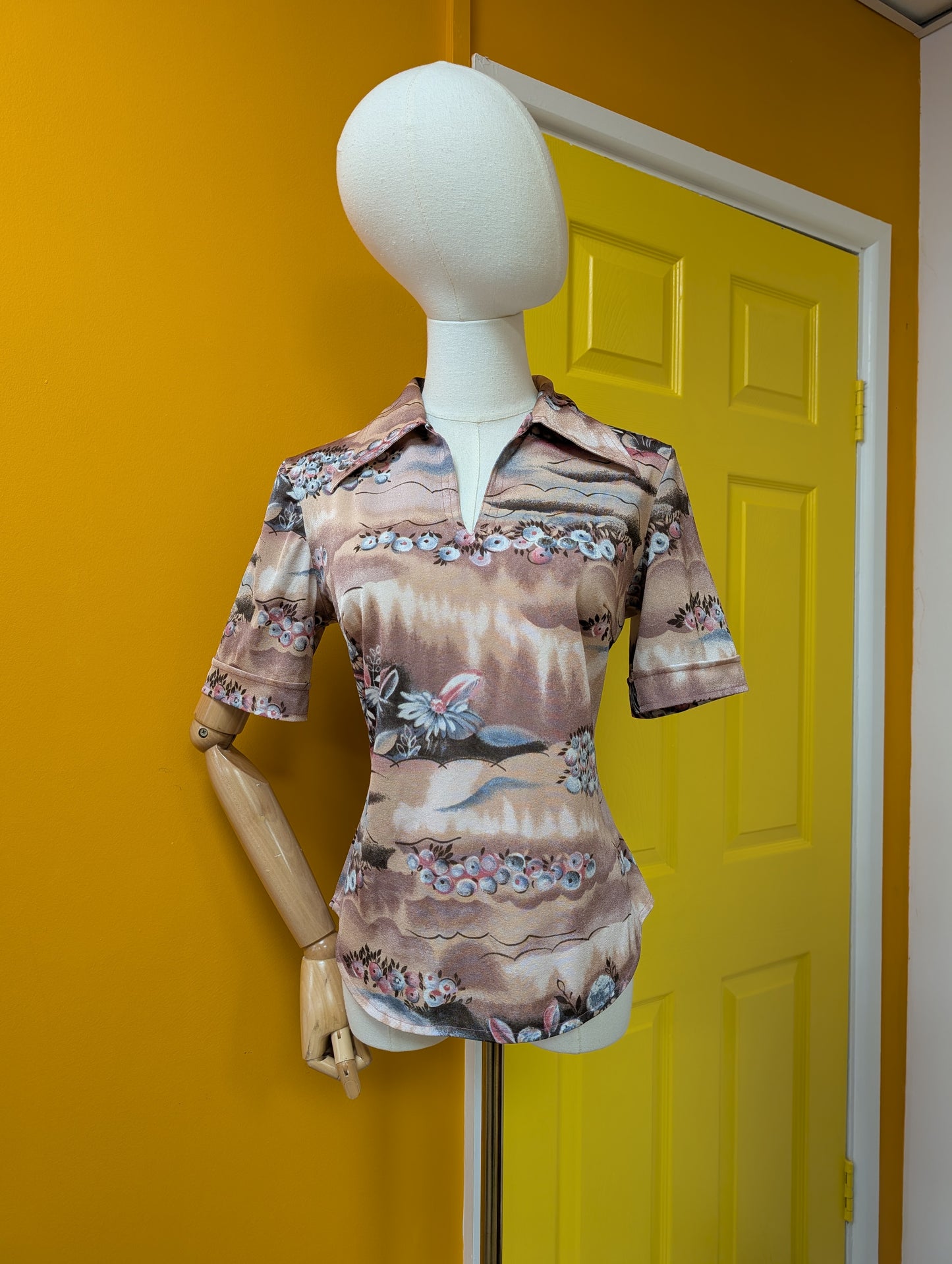 1970s floral print shirt - M