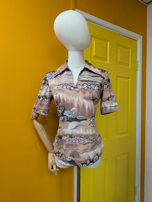 1970s floral print shirt - M