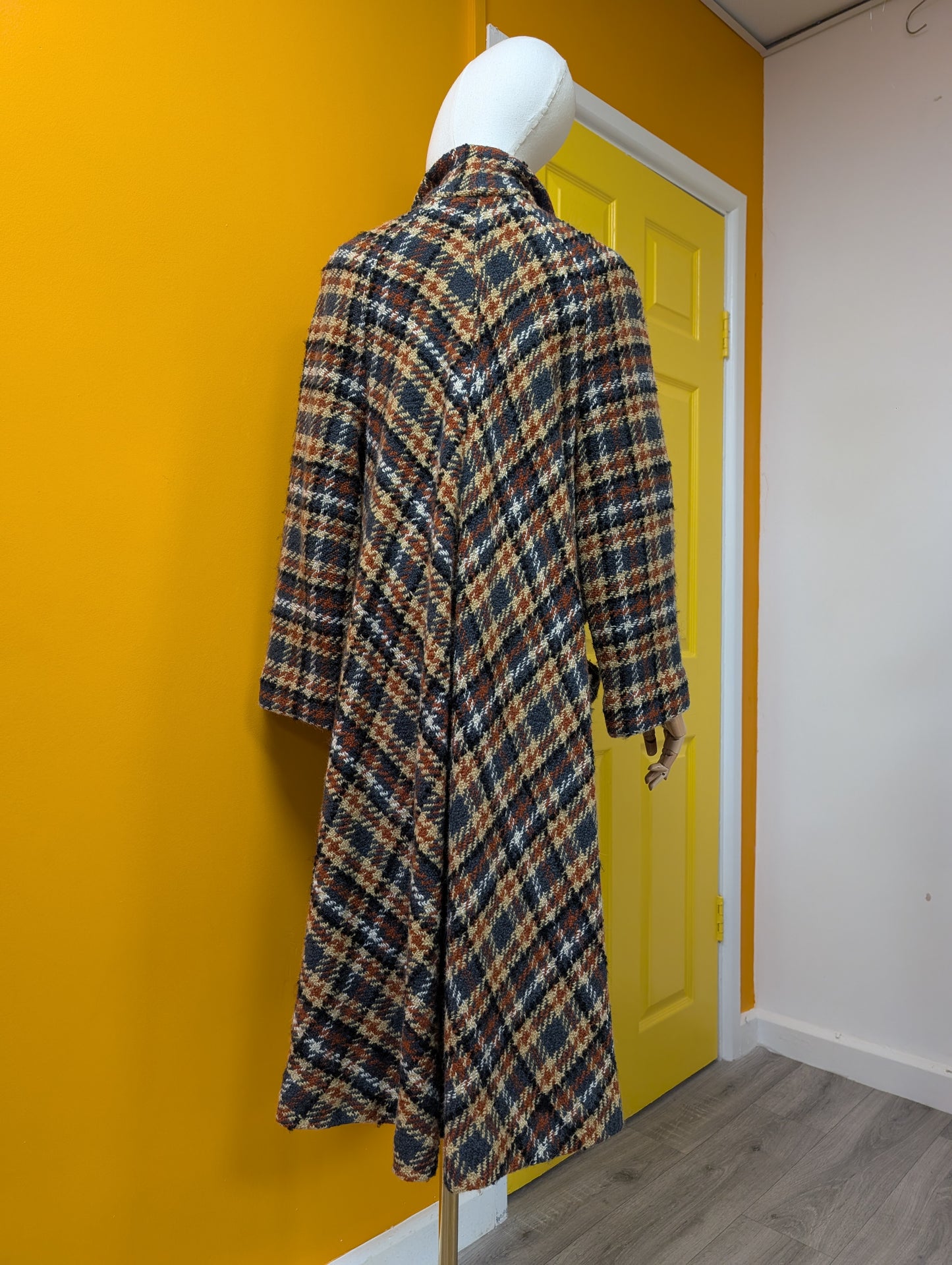 1970s check wool coat - S