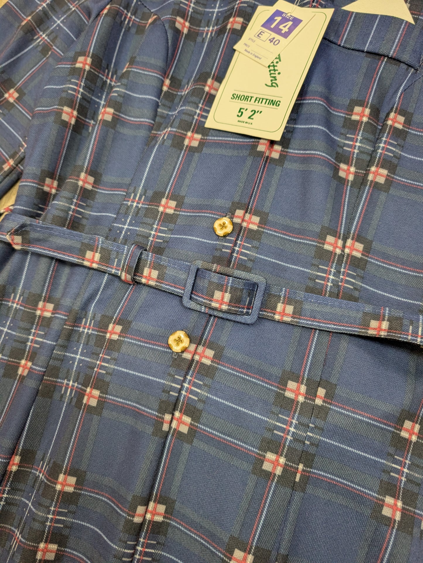Deadstock 1980s check dress & belt - M