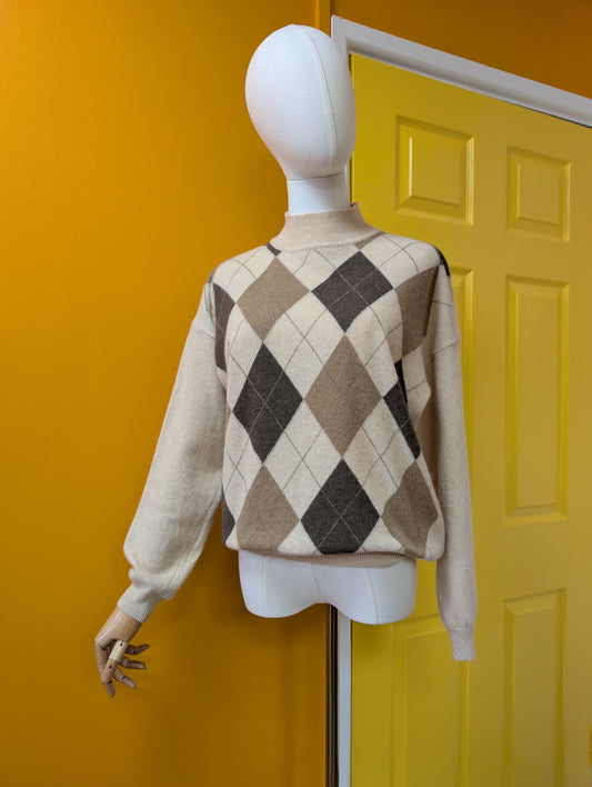 1990s St Michael lambswool/cashmere/angora argyle jumper - M