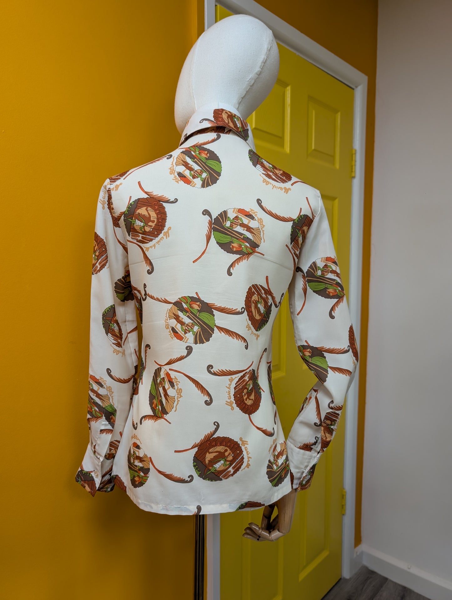 1970s Miss Pigalle novelty cabaret print shirt - XS/S