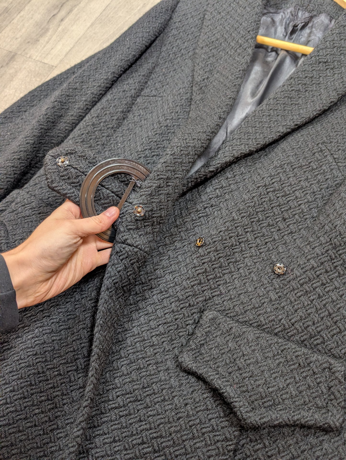 1960s black wool coat - S/M