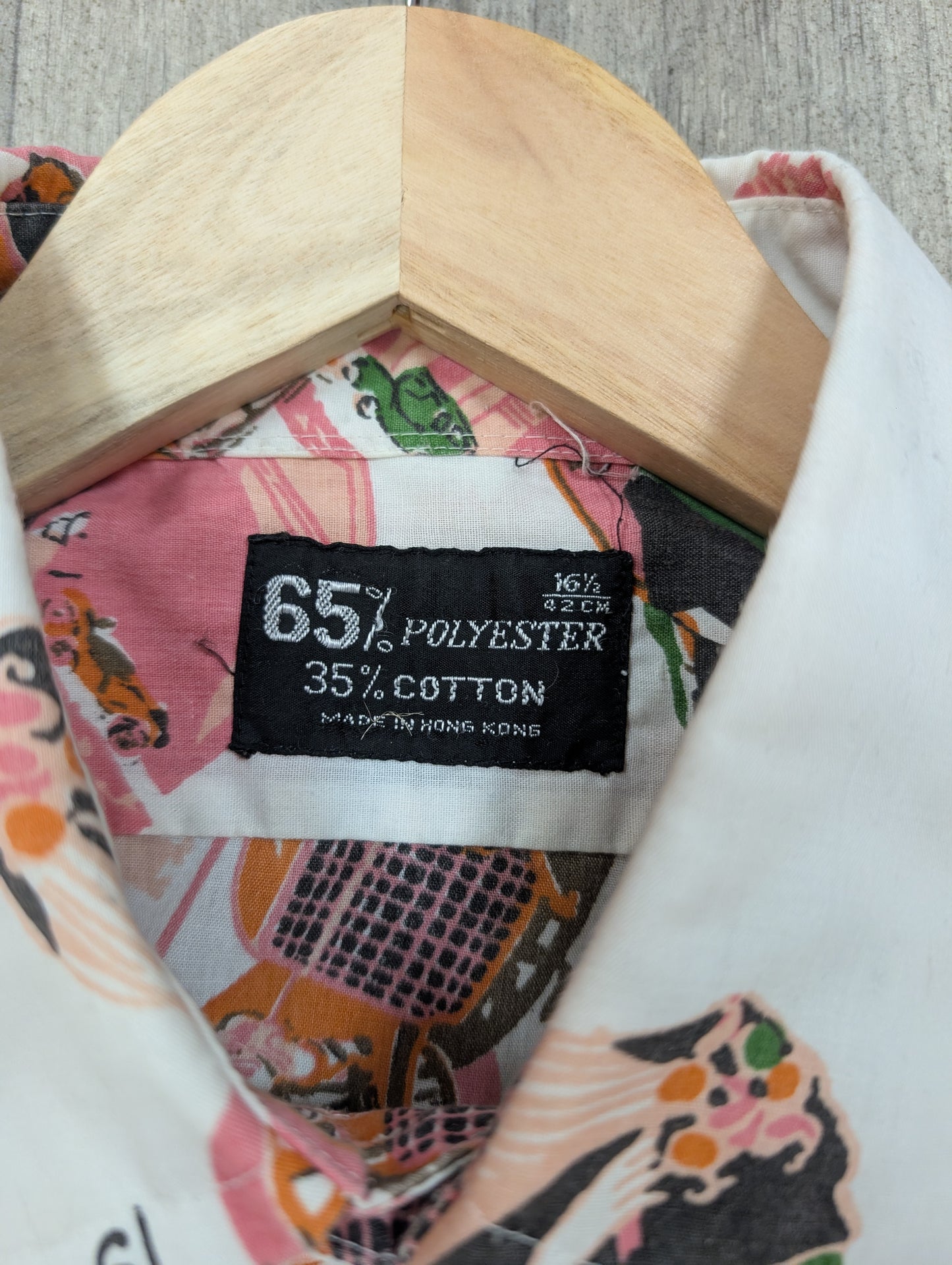1970s Art Deco Mercedes novelty print shirt