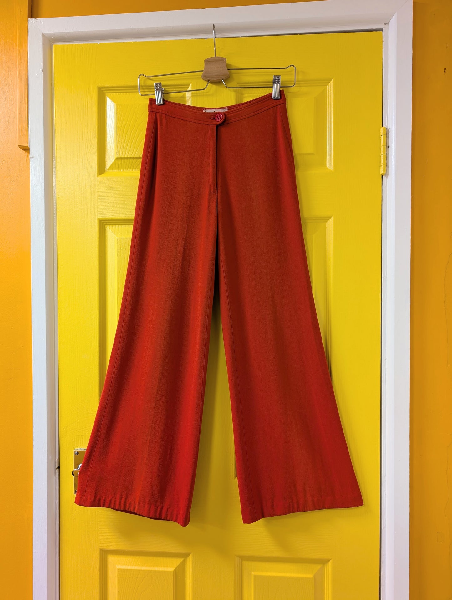 60s/70s Louis London red crepe flares - 23"/24" waist