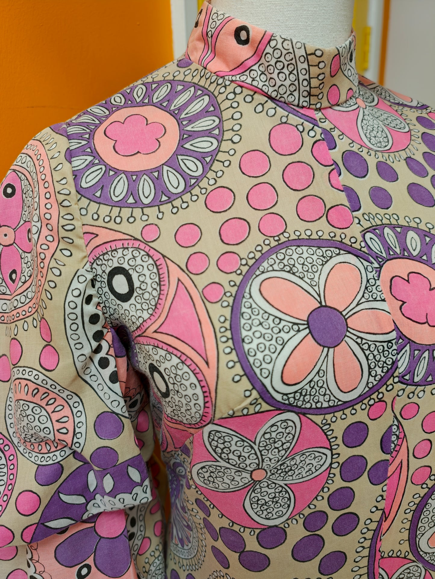 1960s Richard Shops psychedelic pink maxi dress - S