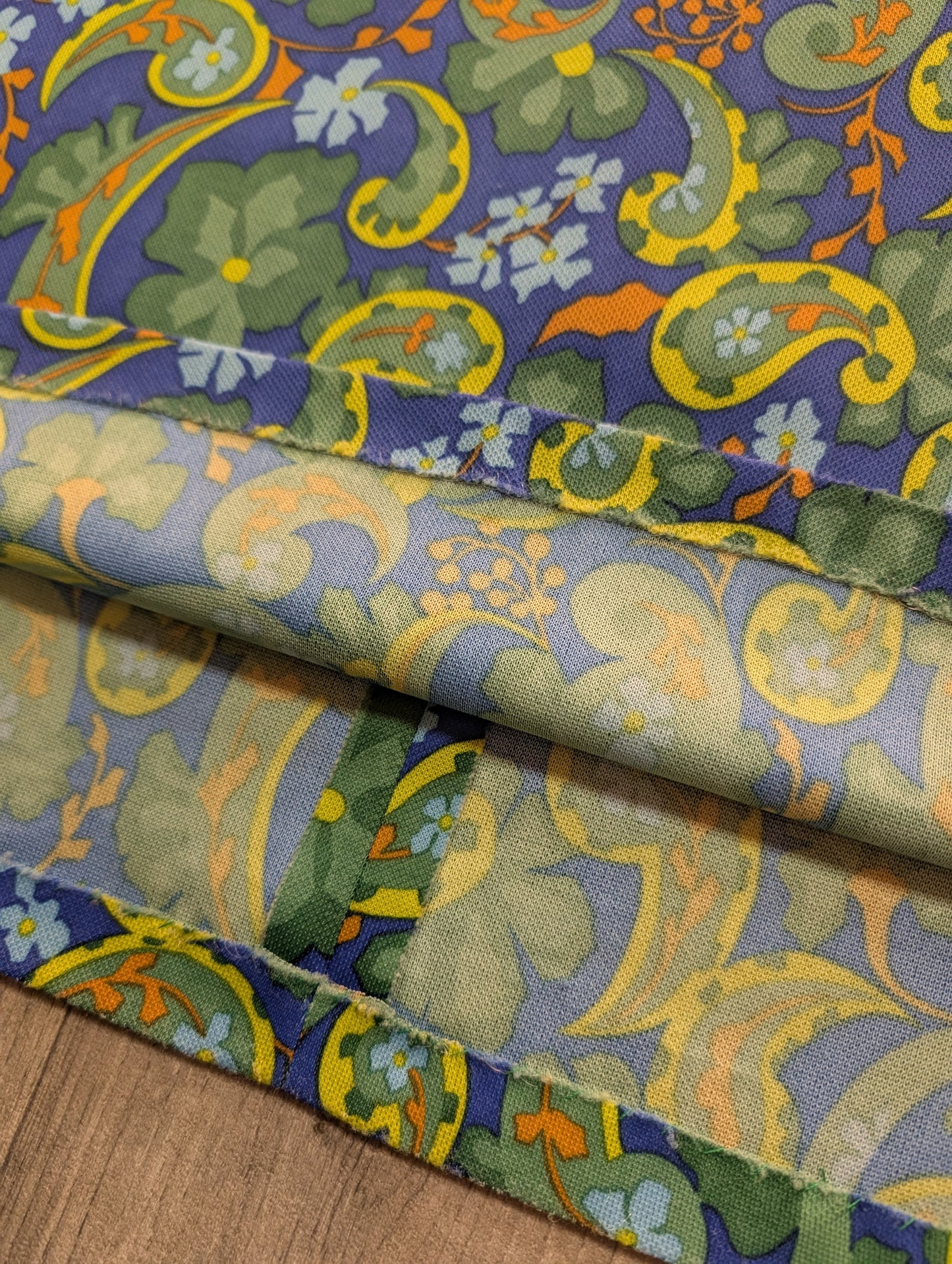 1970s green/blue paisley maxi dress - S/10