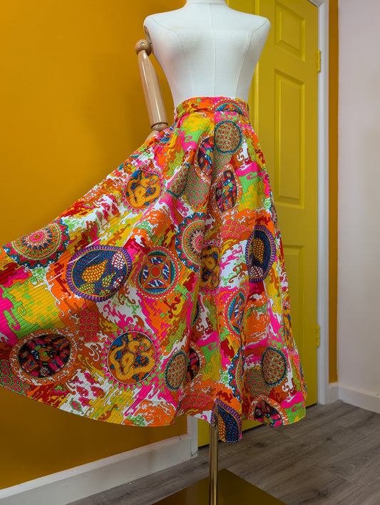 Alexander Clare psychedelic Chinese dragon print cotton skirt - 27" waist